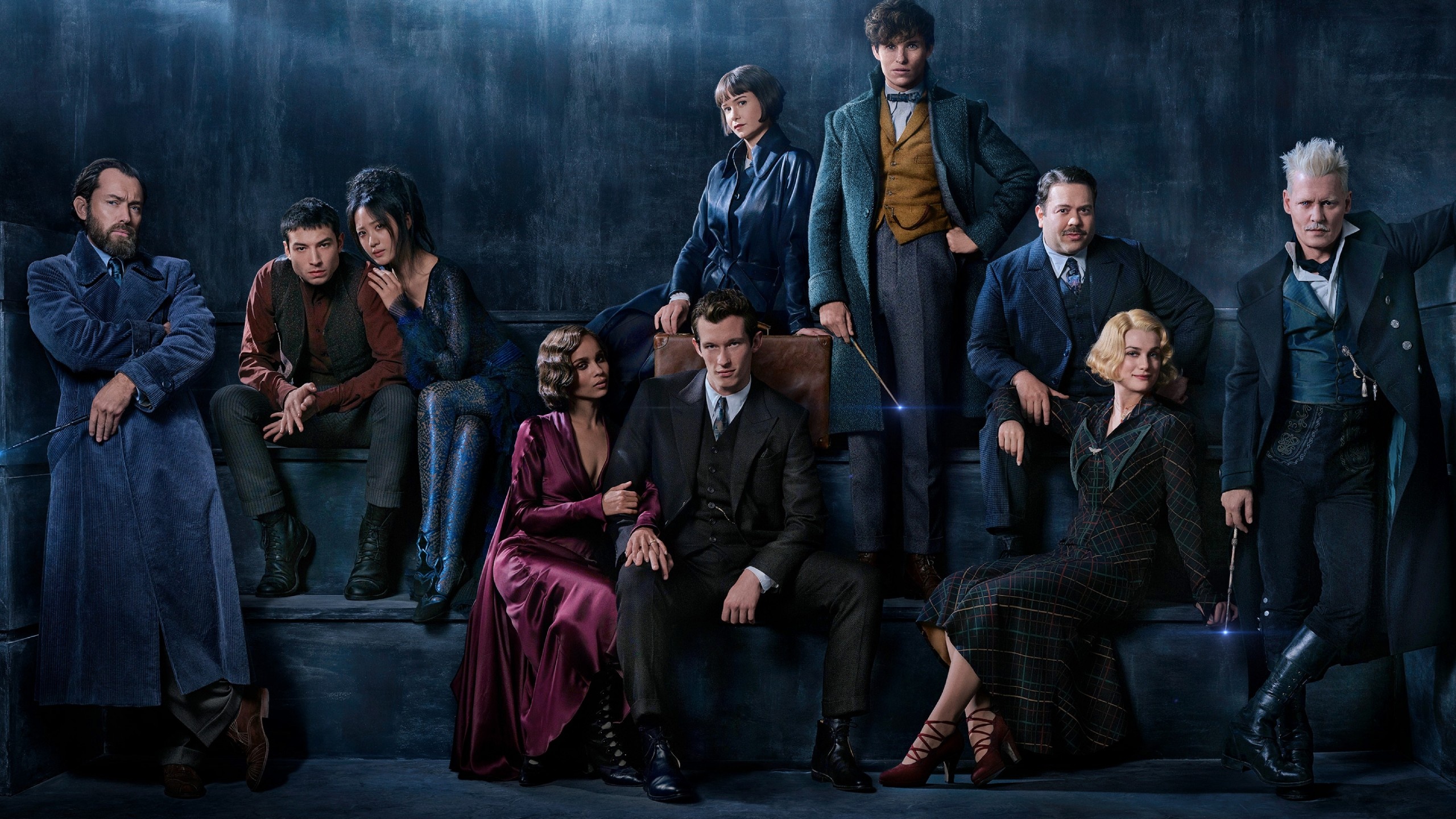 Wallpaper Fantastic Beasts: The Crimes of Grindelwald, Johnny Depp, Dan Fogler, Alison Sudol, Eddie Redmayne, Katherine Waterston, 4k, Movies #16946 2560x1440