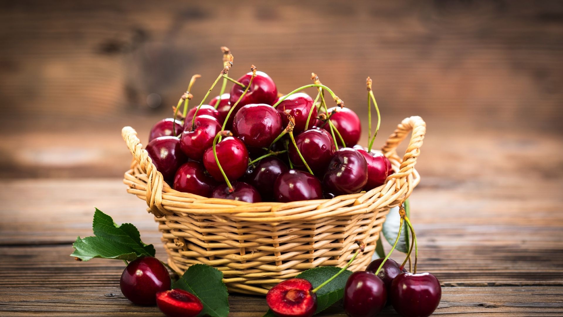 Ripe cherry basket, Fruitful cherry background, HD cherry wallpaper, Vibrant cherry visuals, 1920x1080 Full HD Desktop