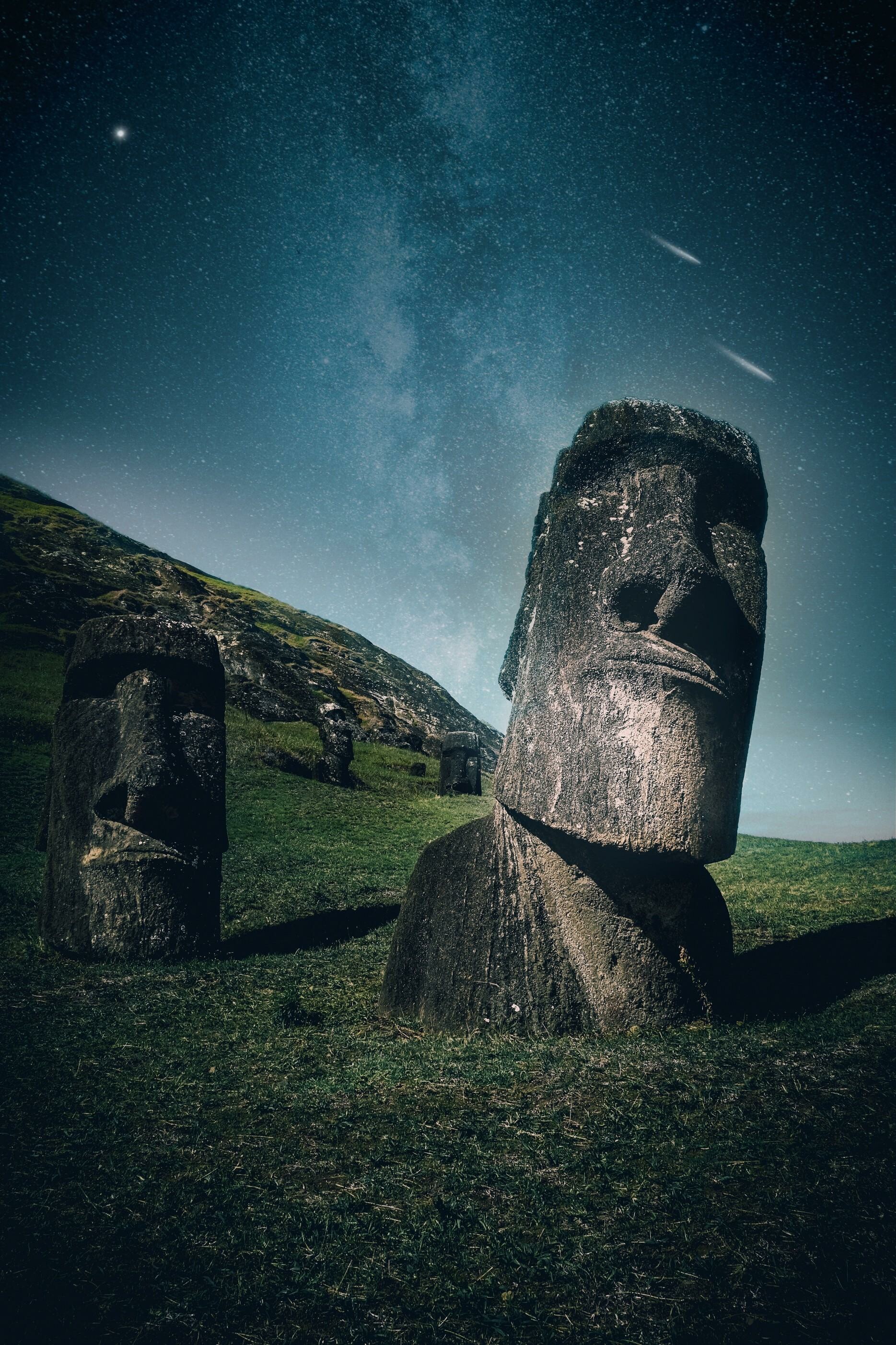 Moai head, Fascinating sculptures, Intriguing symbols, Polynesian mythology, 1870x2810 HD Phone