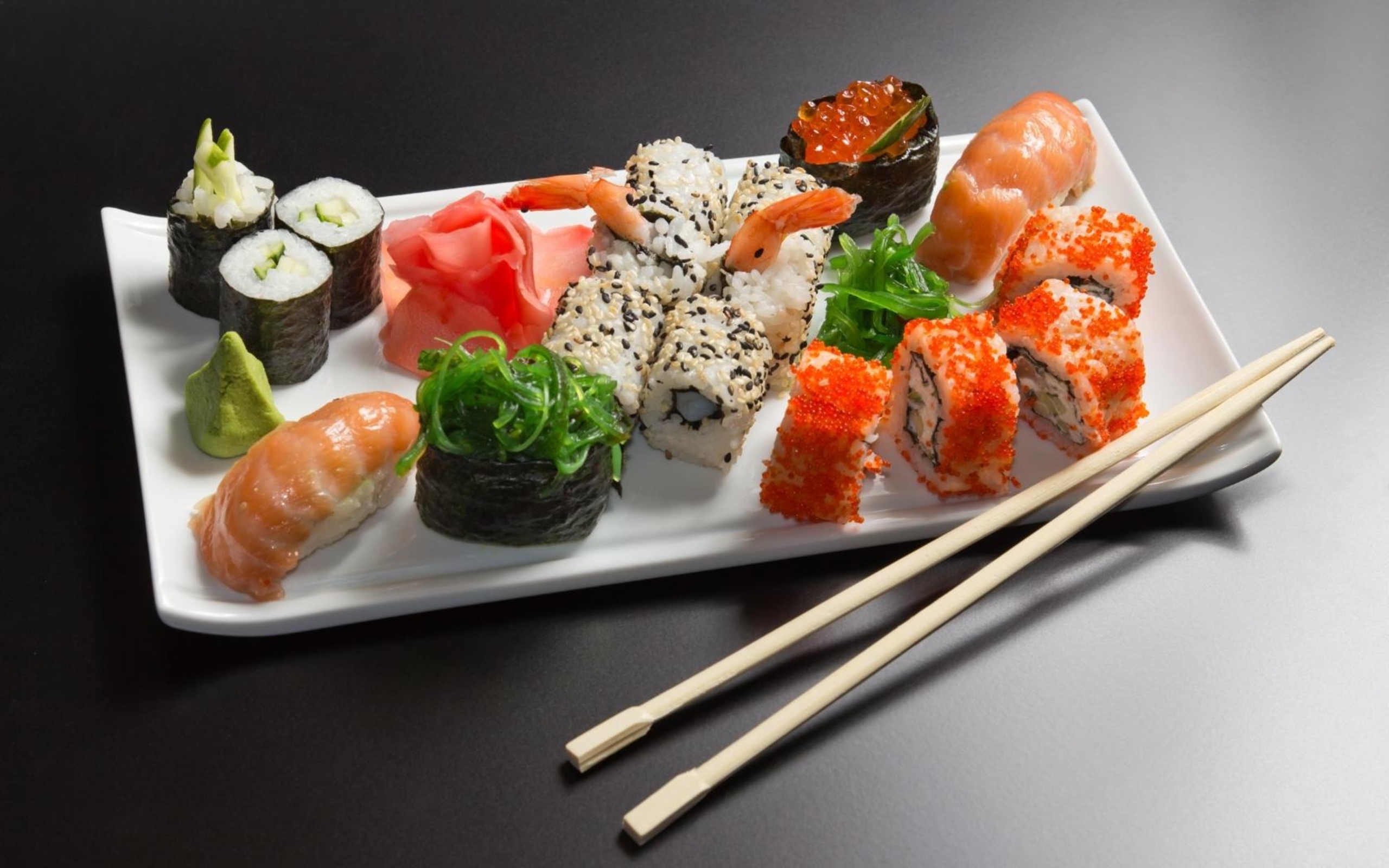 Sushi masterpiece, Exquisite presentation, Culinary art, Elegant, 2560x1600 HD Desktop