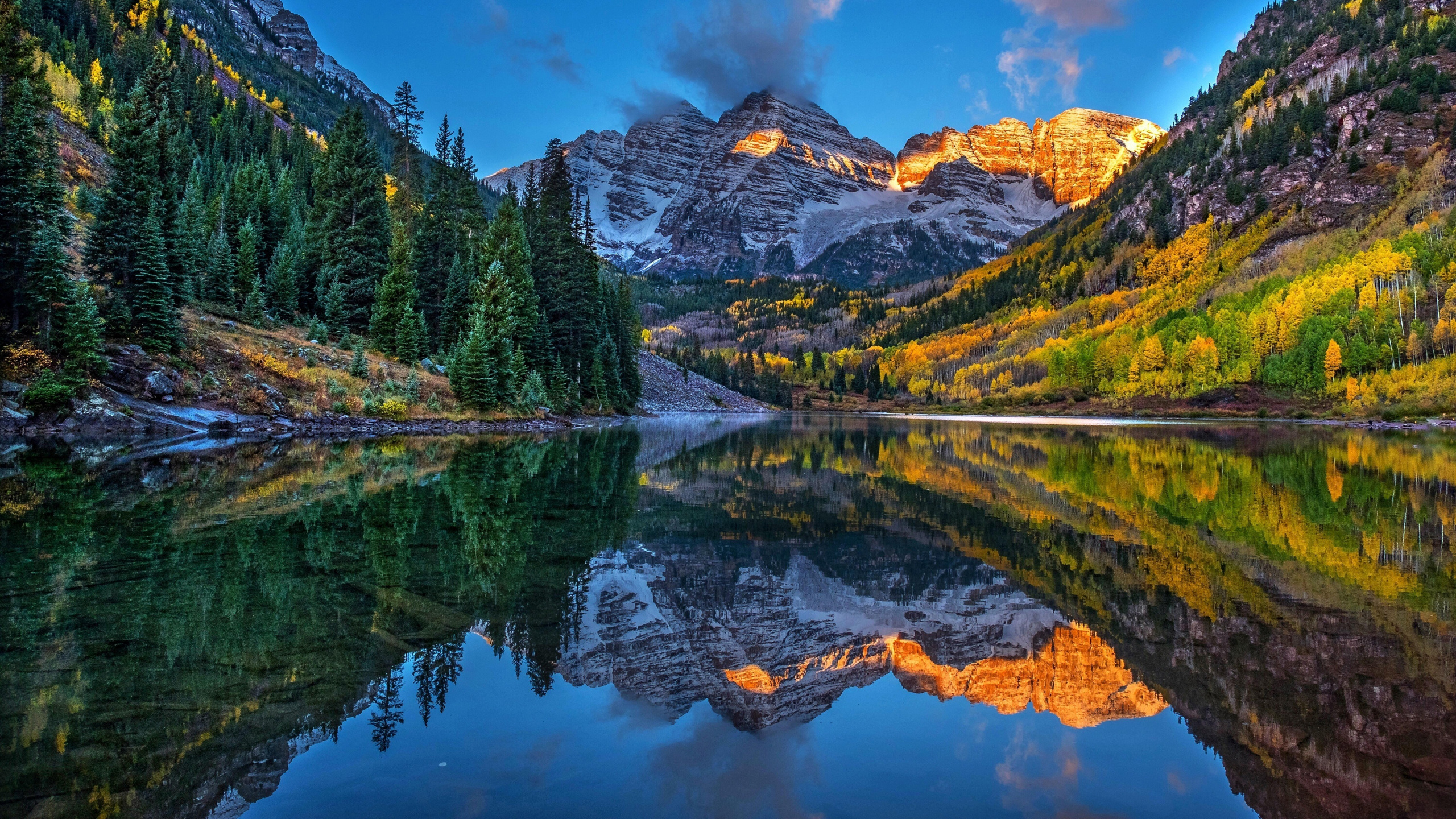 Mountain Lake, Sunny Day, Reflections, Nature, Forest, 2560x1440 HD Desktop