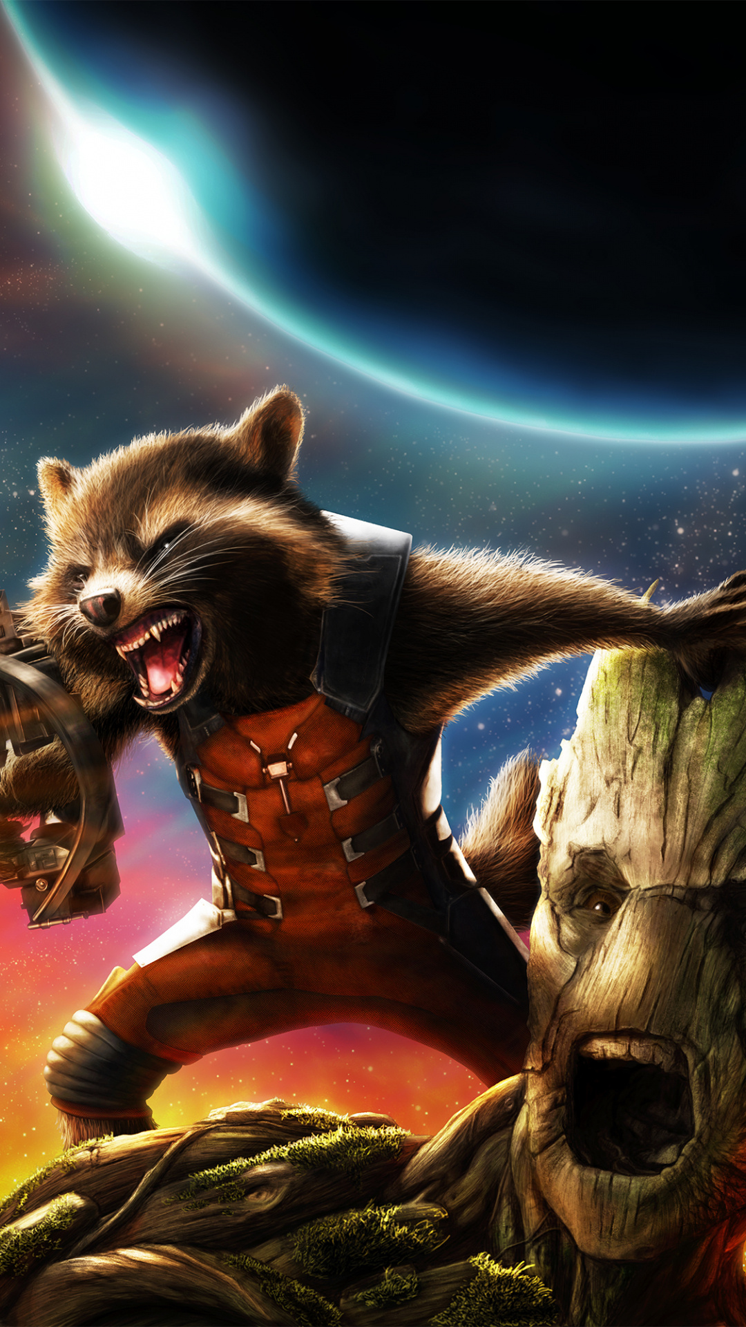 Free download, Rocket Raccoon, Wallpaper, Groot WIP, 1080x1920 Full HD Phone