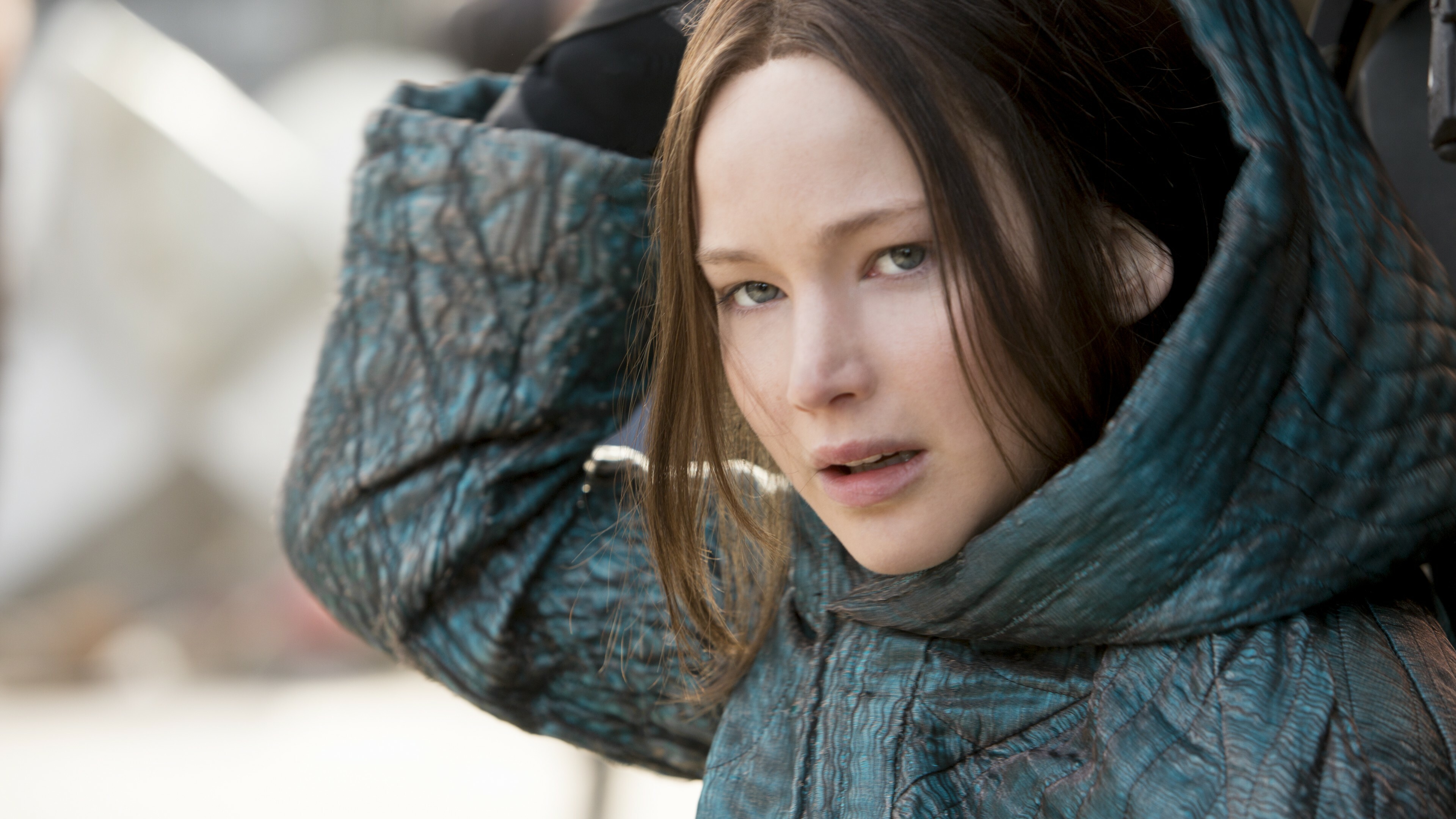 Jennifer Lawrence, Hunger games, Action shot, 4K wallpaper, 3840x2160 4K Desktop