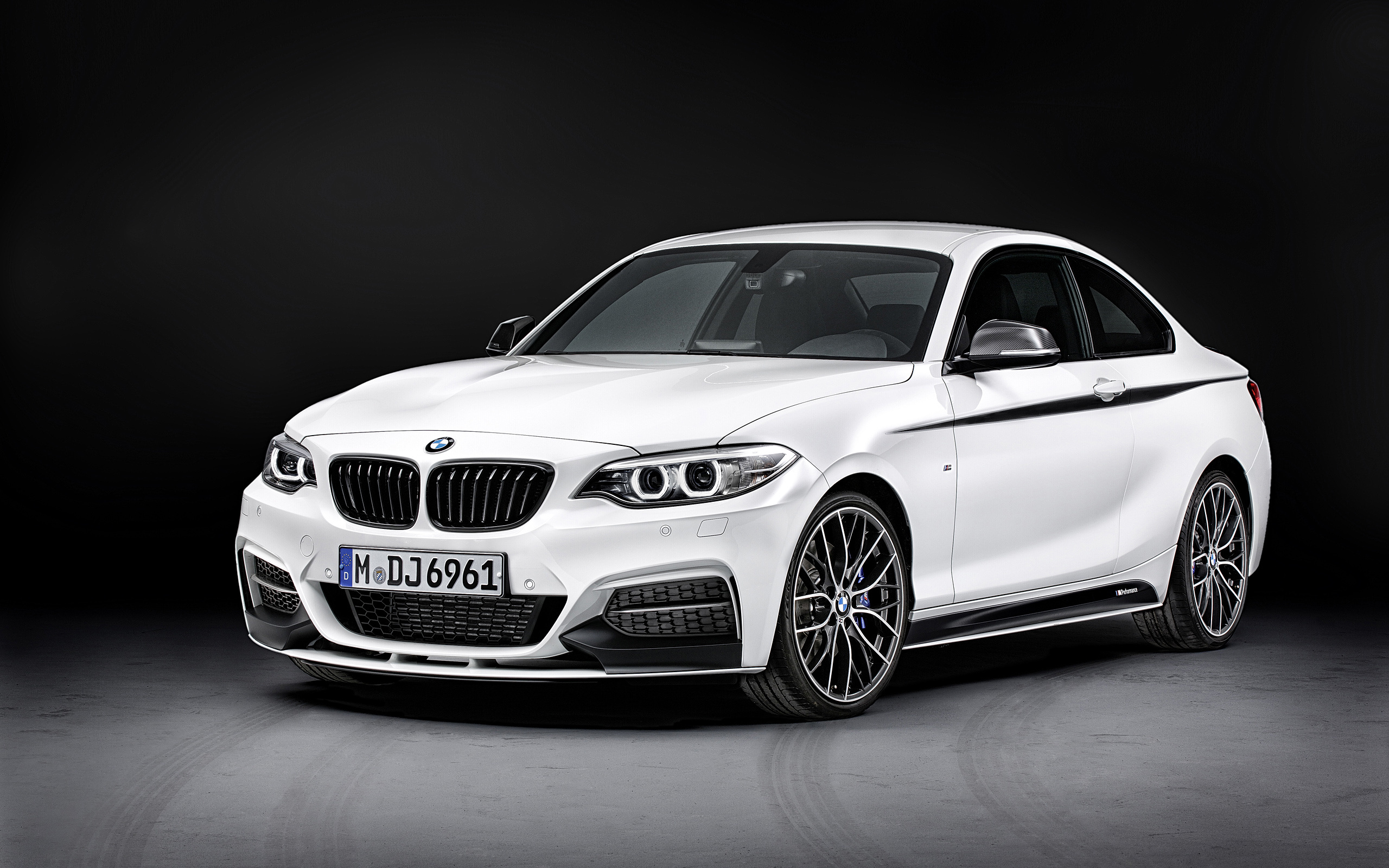 BMW M235i Coupe, BMW M Performance Parts, Dark studio backdrop, HD Desktop wallpaper