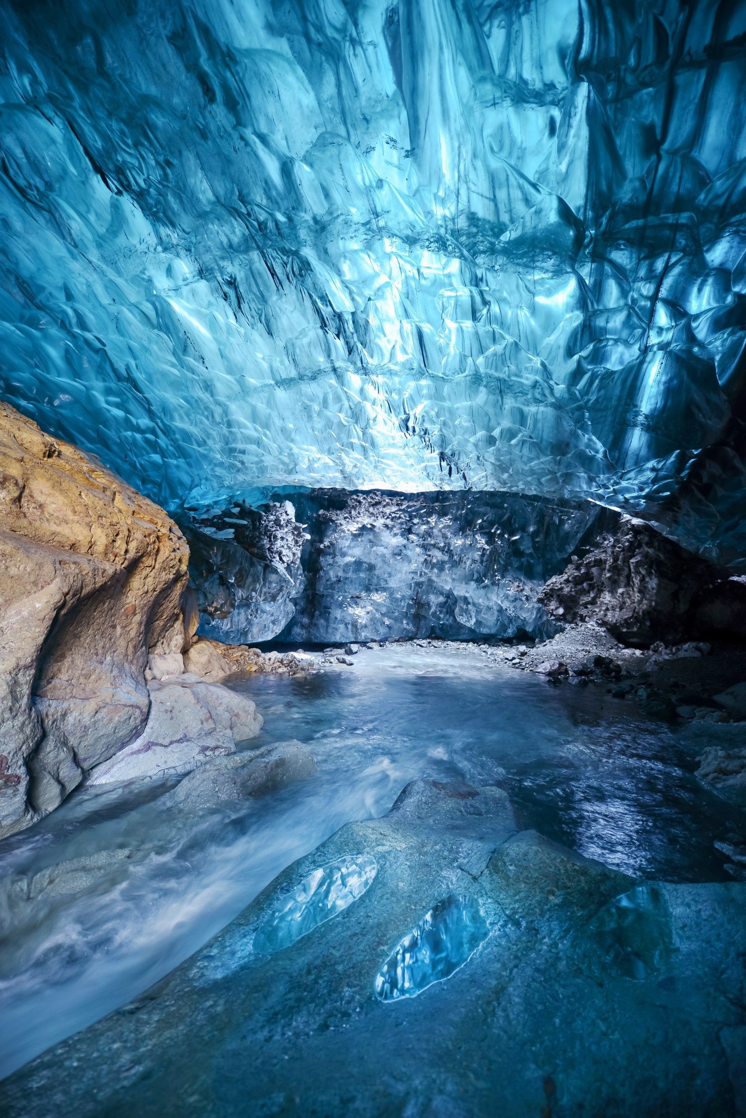 Ice Cave, Inside the glacier, Vatnajkull's icy embrace, Natural ice architecture, 1500x2250 HD Phone