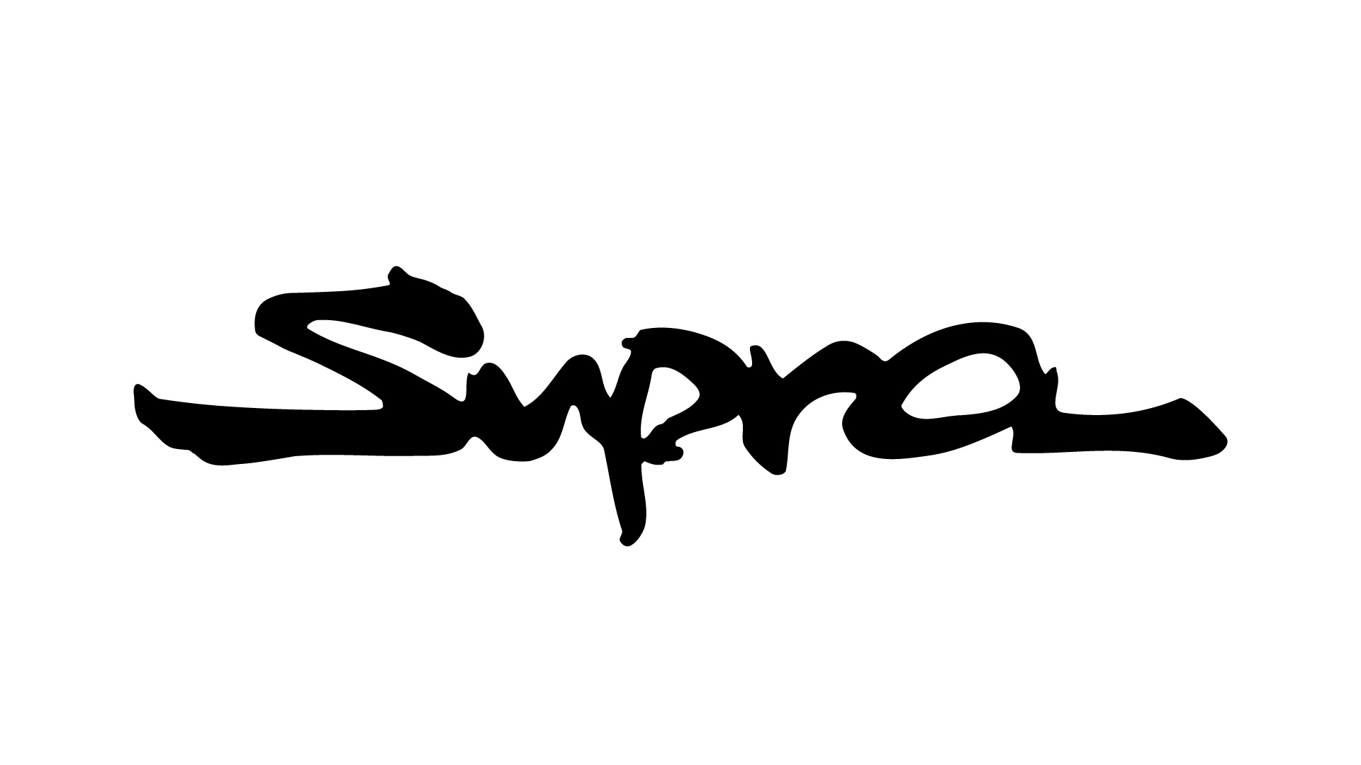 Toyota Supra script logo, Black brush script typography, Minimalist white backdrop, Full HD Desktop wallpaper