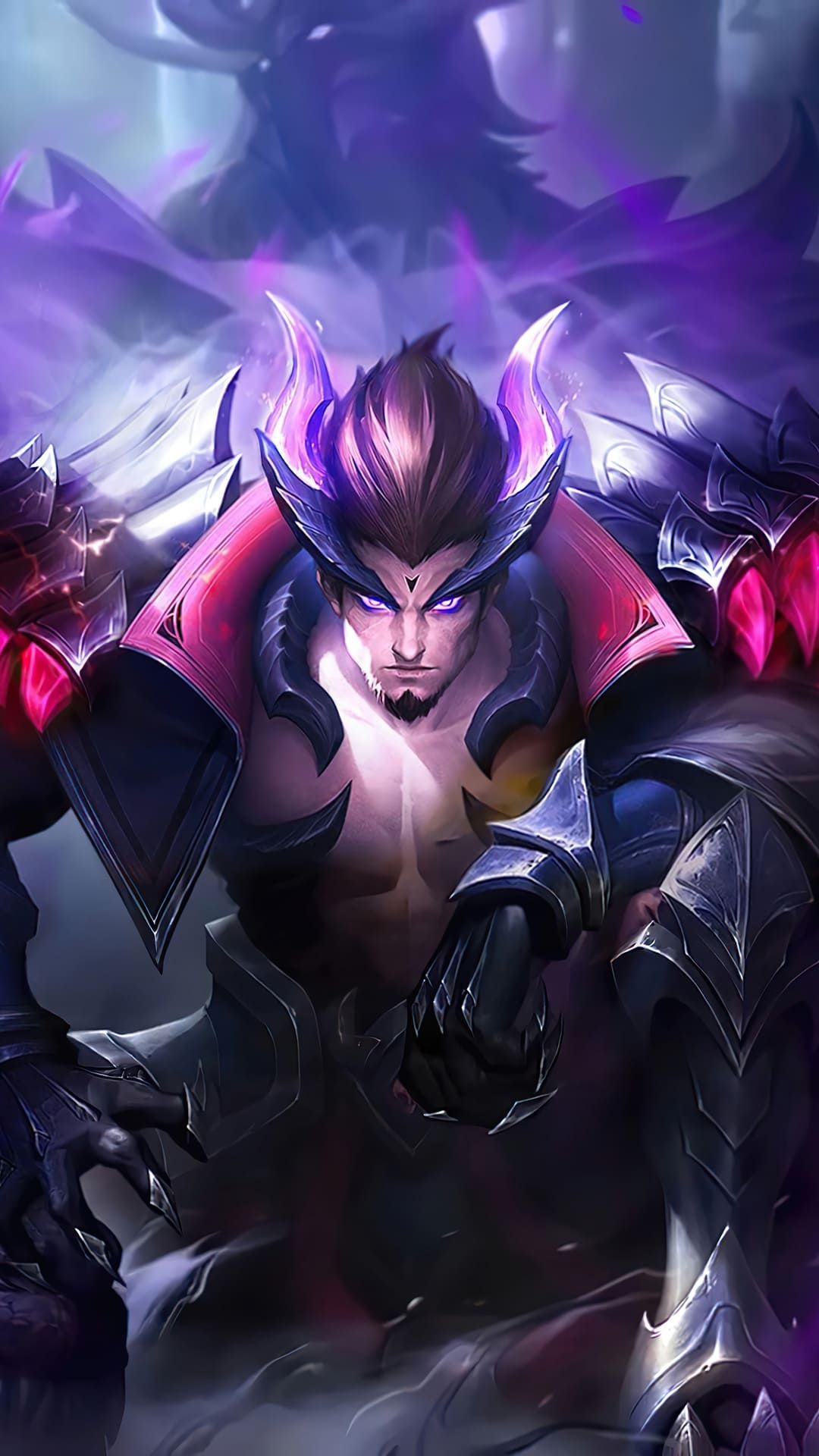 Yu Zhong, Mobile Legends Bang Bang, glowing purple horns, Full HD Phone wallpaper