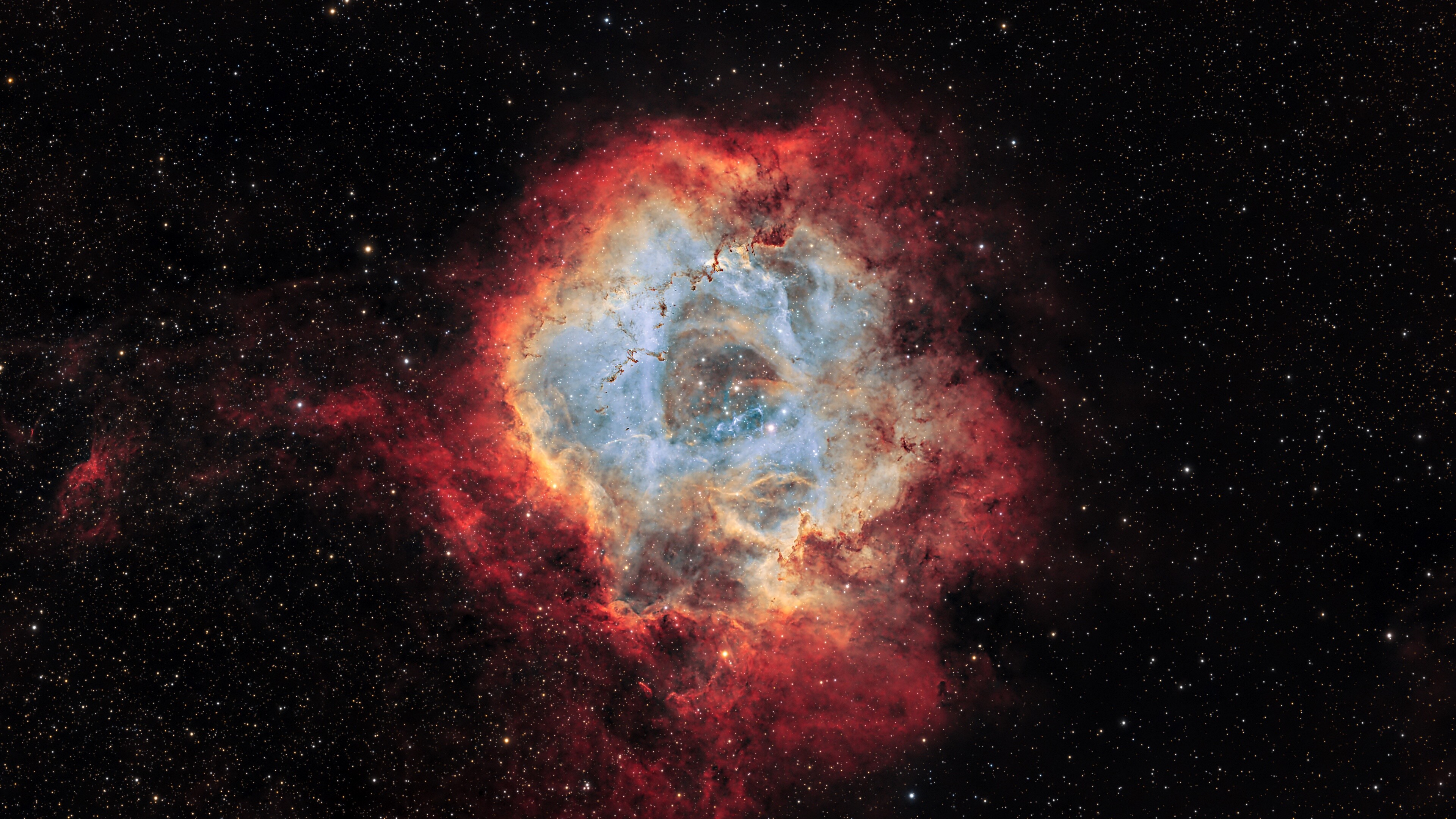 Rosette Nebula, Outer Space, Cosmic, 4K Desktop Background