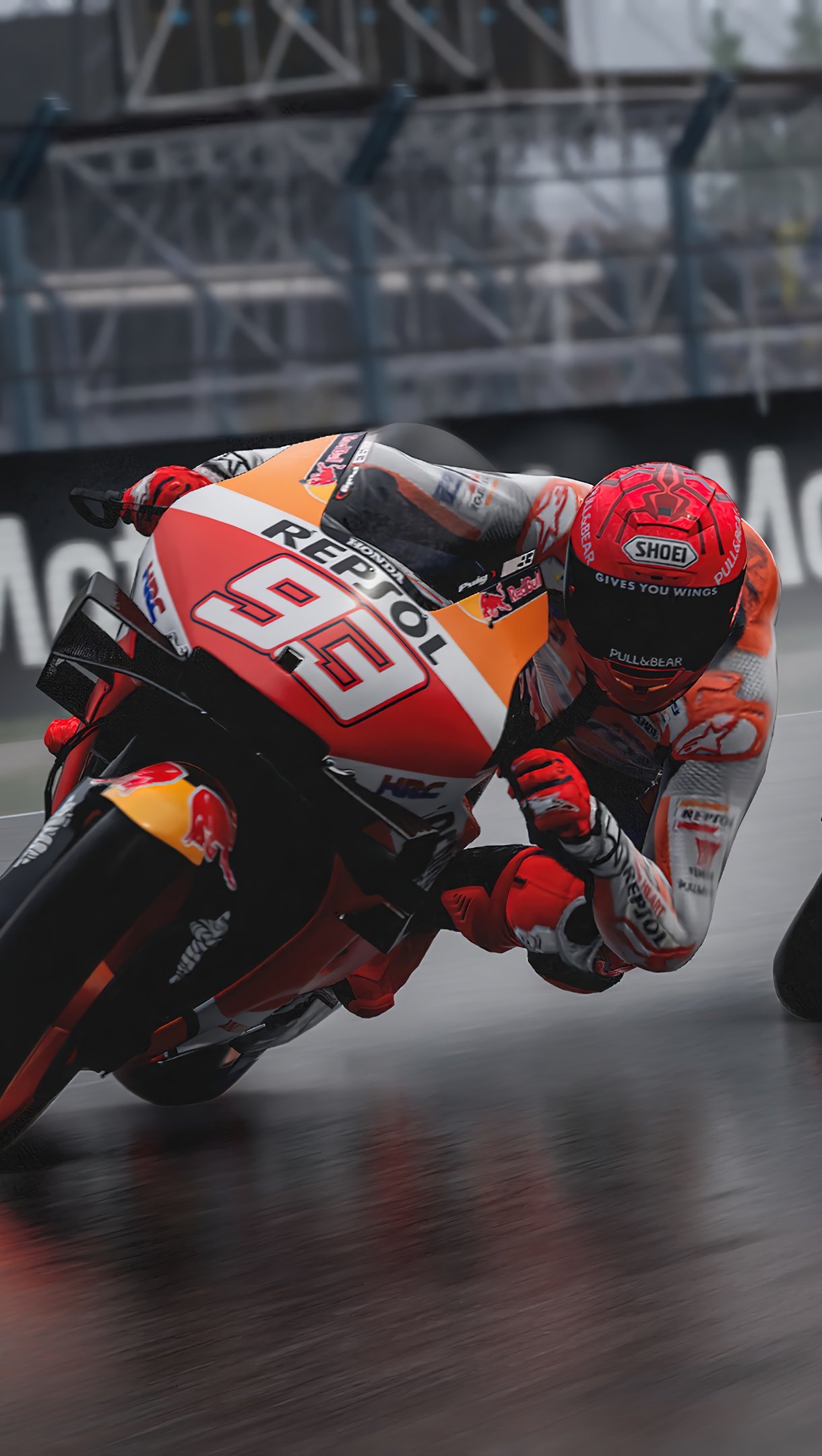 Marc Marquez, Repsol Honda RC213V, Wet racetrack cornering, HD Phone wallpaper