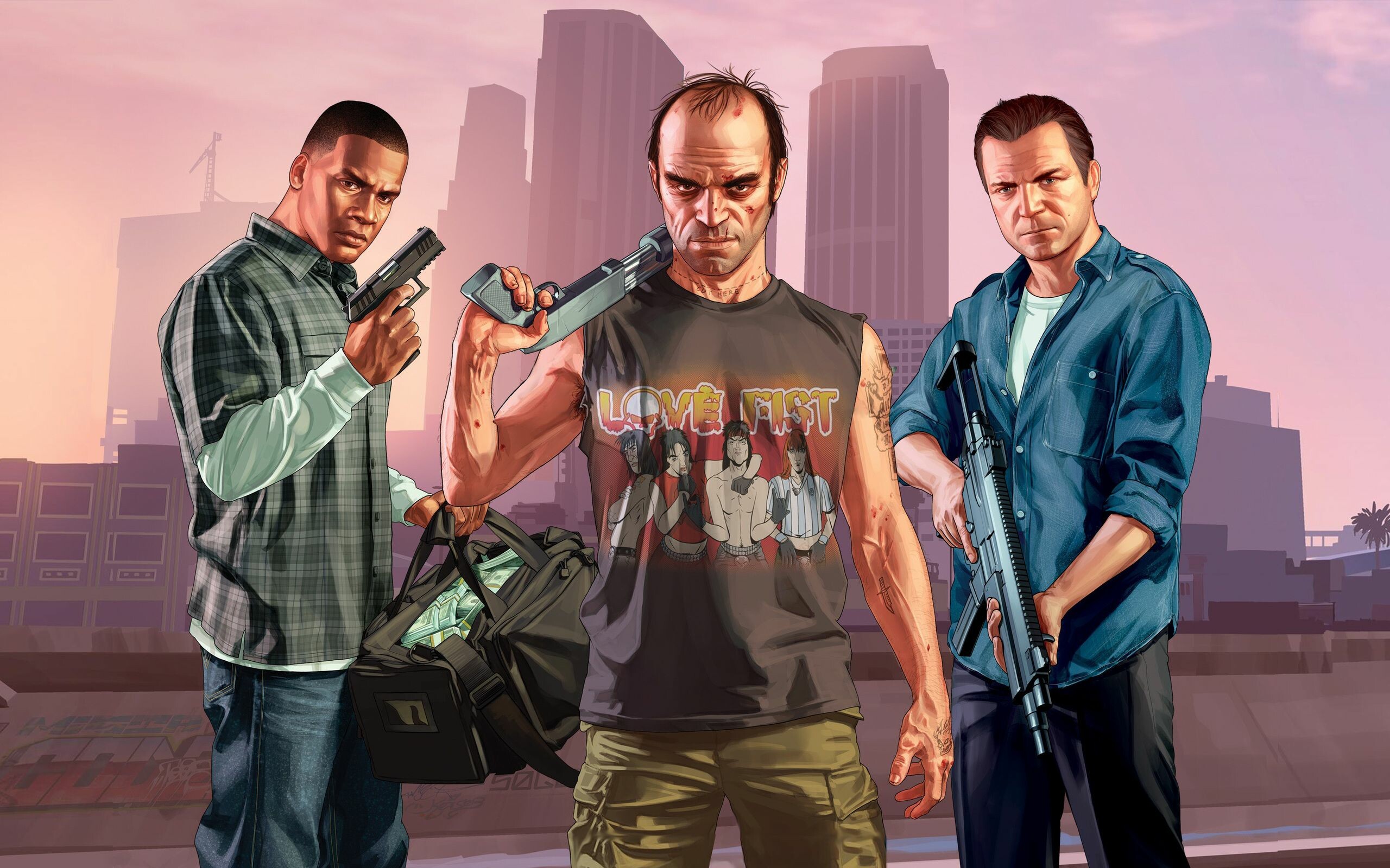 Grand Theft Auto 5, Trio of protagonists, Intense resolution, Epic adventures, 2560x1600 HD Desktop