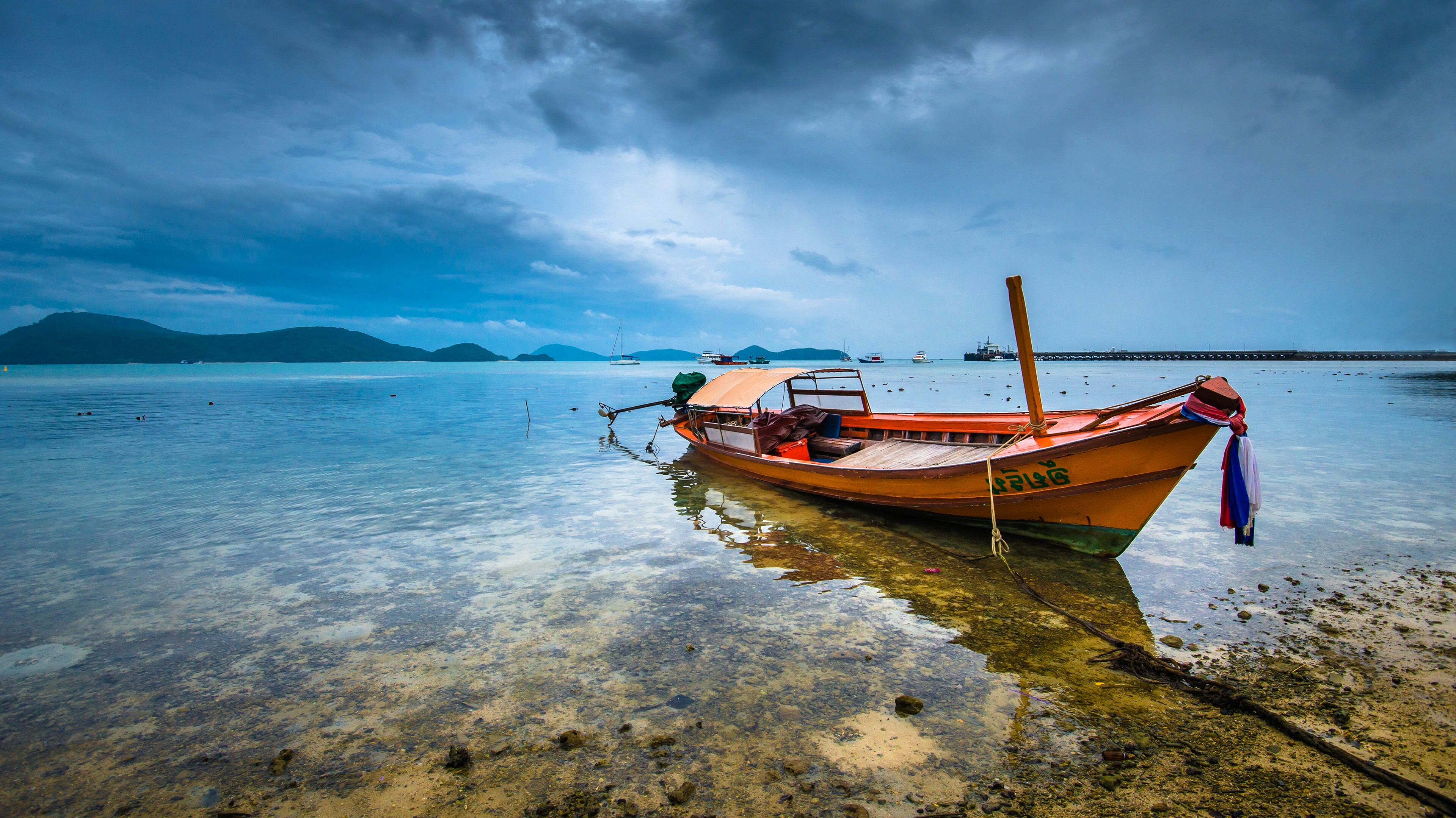 Boat landscape, Thailand sea, HD desktop, Mobile backgrounds, 3840x2160 4K Desktop