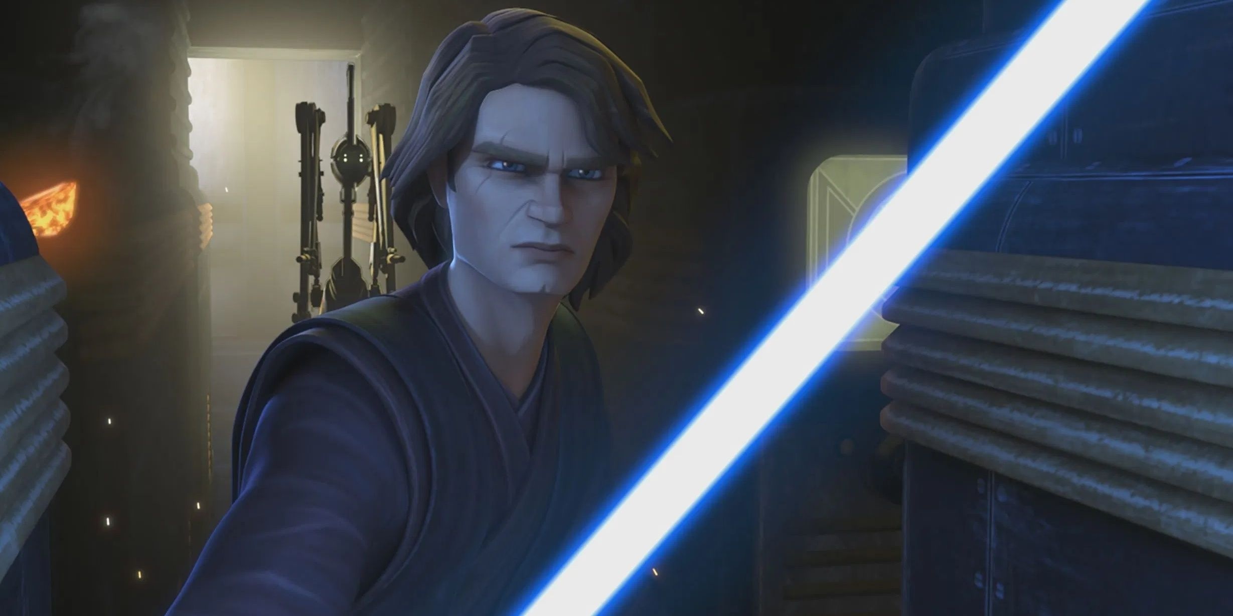 Anakin Skywalker, Blue lightsaber blade, Star Wars: The Clone Wars, Dual Screen Desktop wallpaper