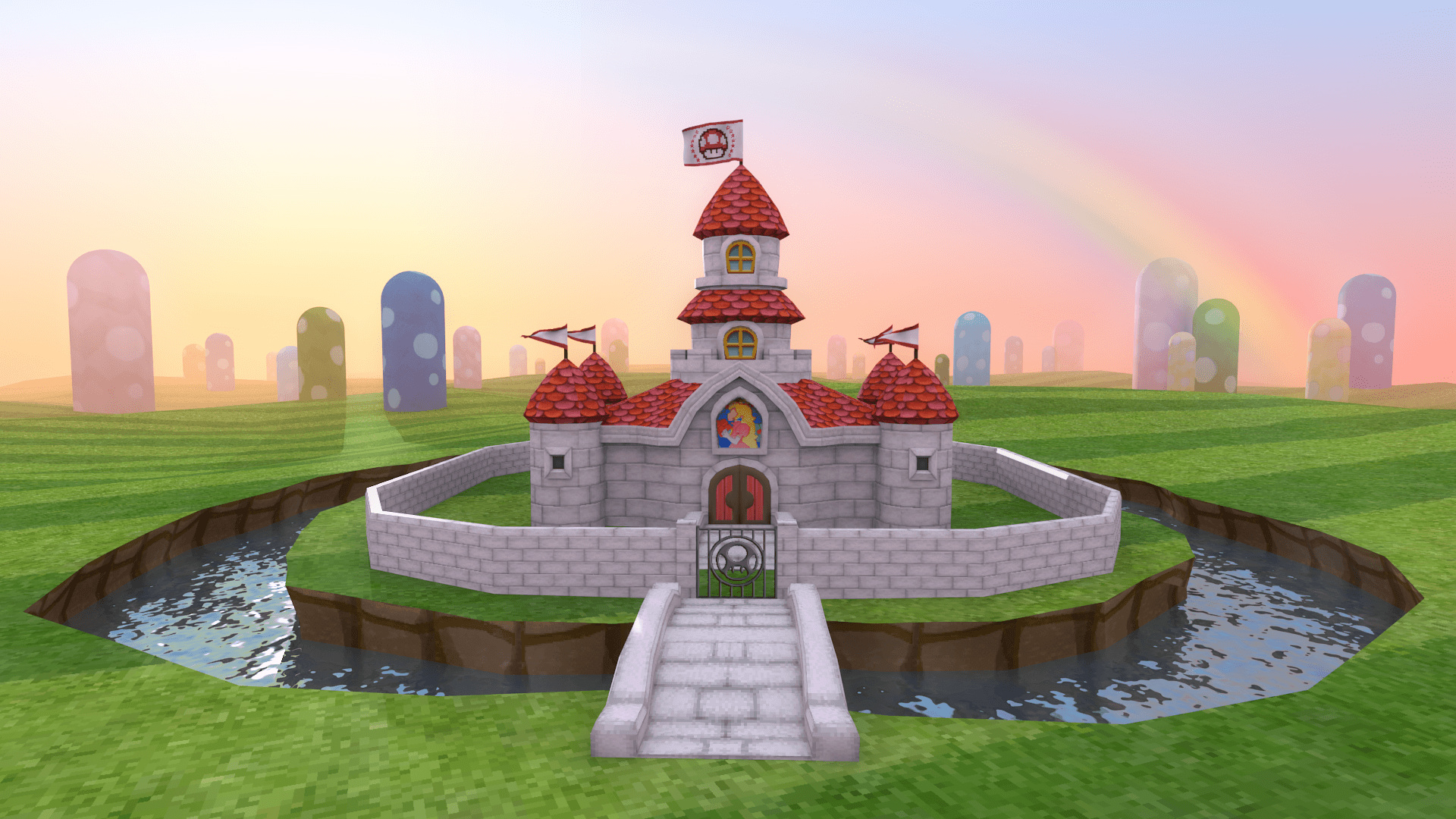 Mushroom Kingdom, Mario Castle Wallpaper, 1920x1080 Full HD Desktop