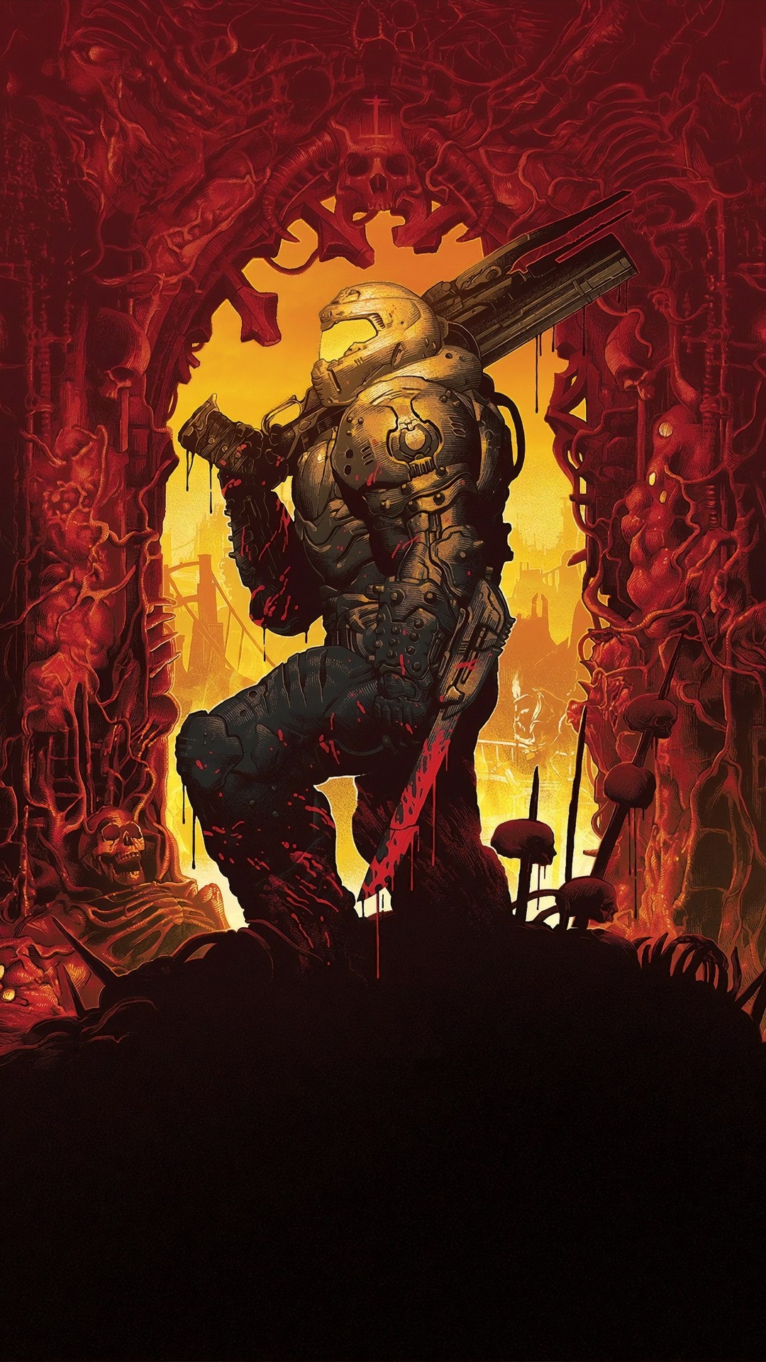 Doom Slayer, Super Shotgun, Hell on Earth, Full HD Phone wallpaper