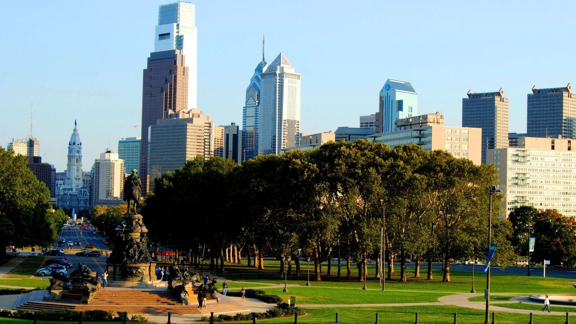 Philadelphia skyline, Historical landmarks, City architecture, Pennsylvania history, 1920x1080 Full HD Desktop