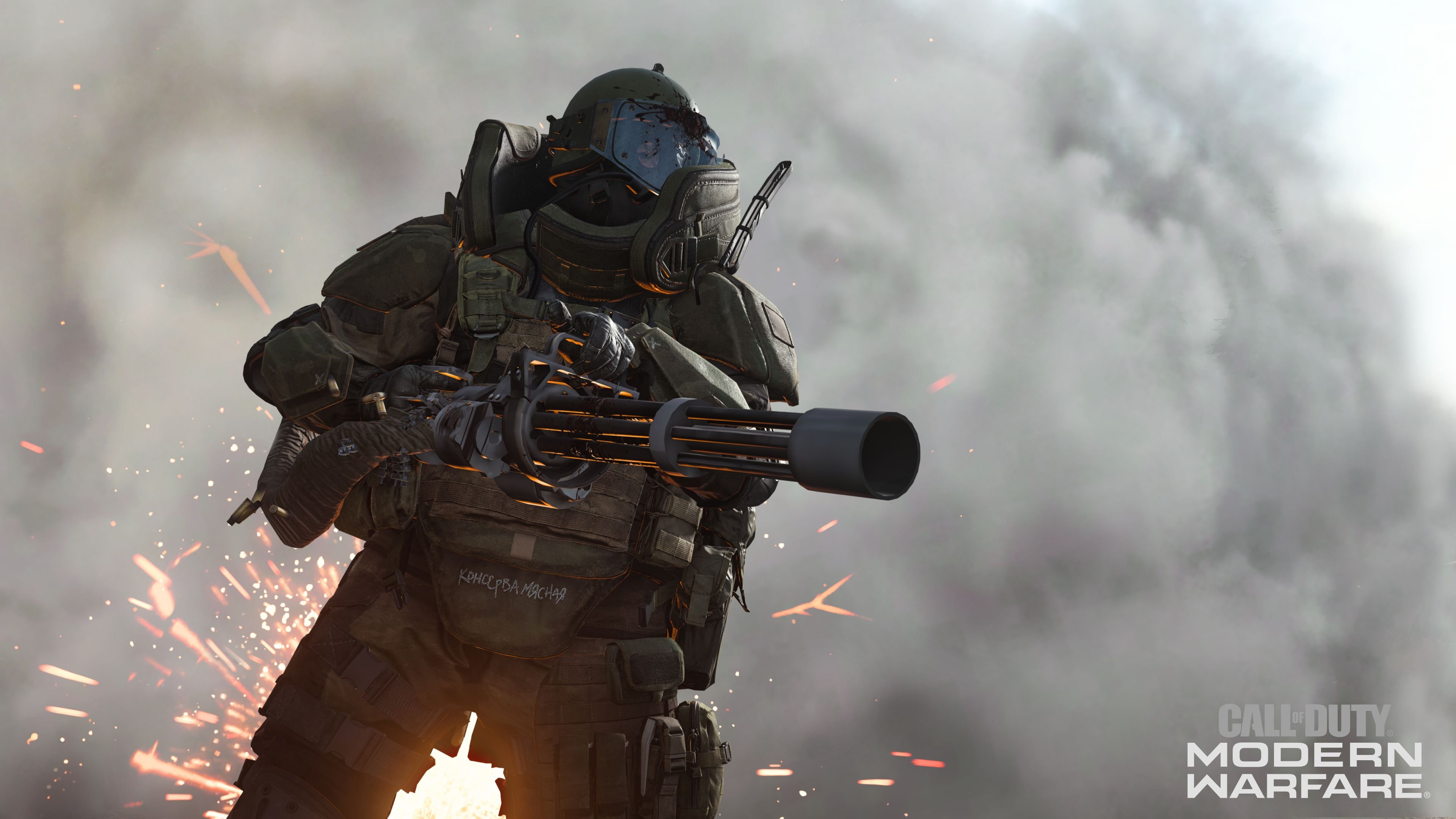 Juggernaut, Handheld minigun, Call of Duty: Modern Warfare, 4K Desktop wallpaper