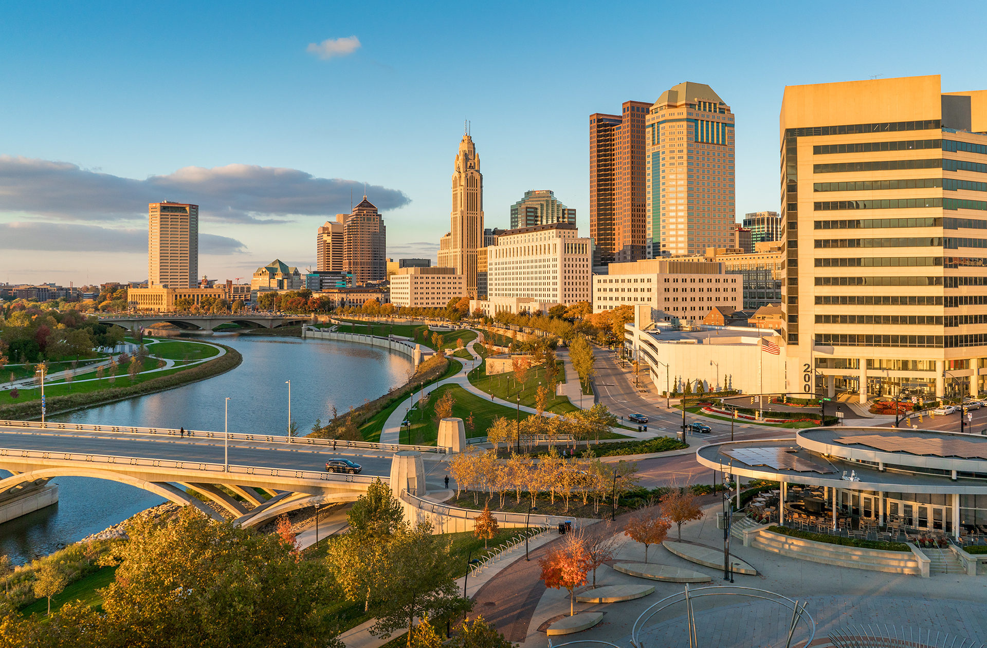 Columbus skyline, Travels, Ohio drone photo, Infinite impact, 1920x1270 HD Desktop