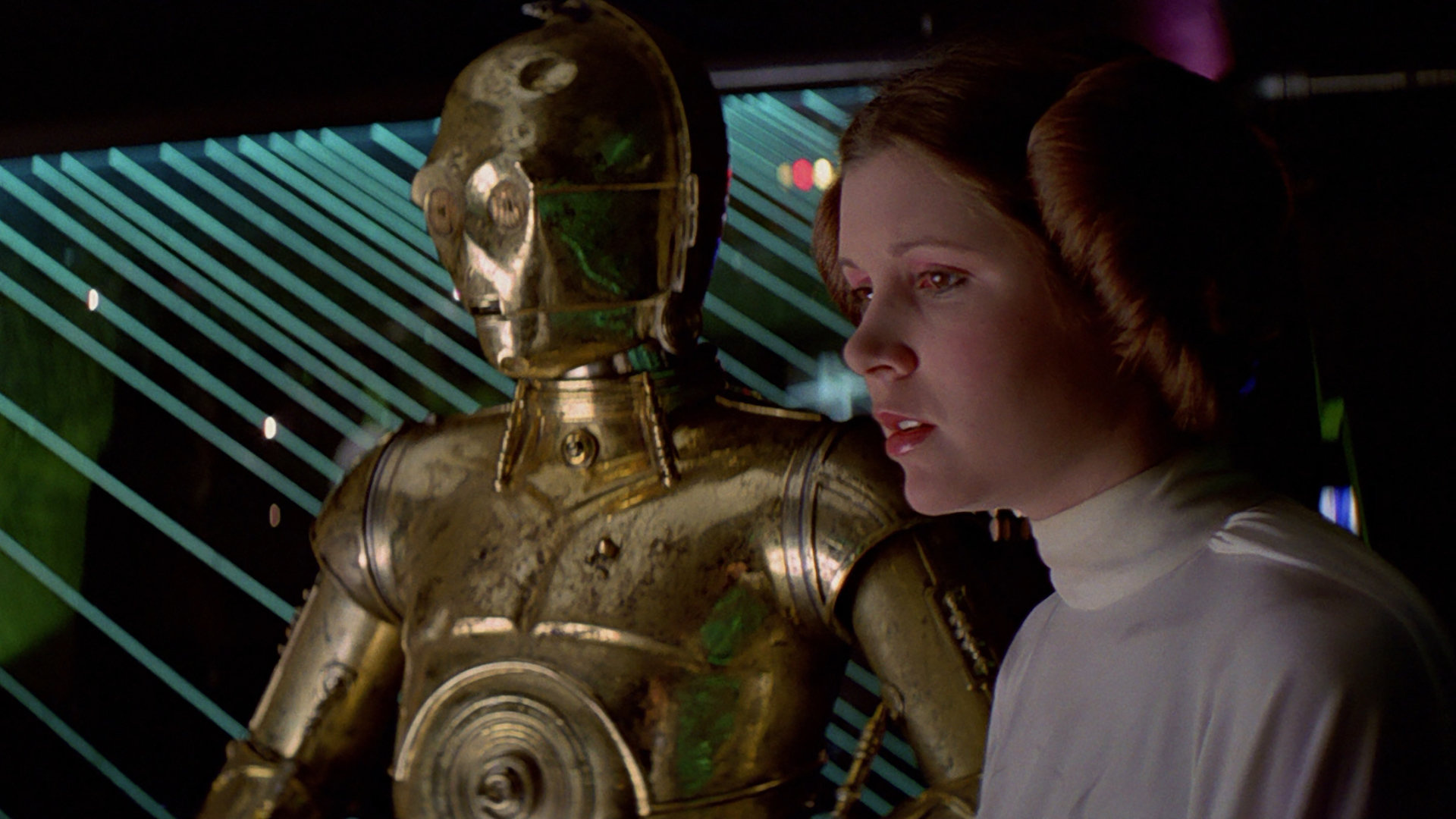 Princess Leia and C-3PO, Carrie Fisher Wallpaper, 1920x1080 Full HD Desktop