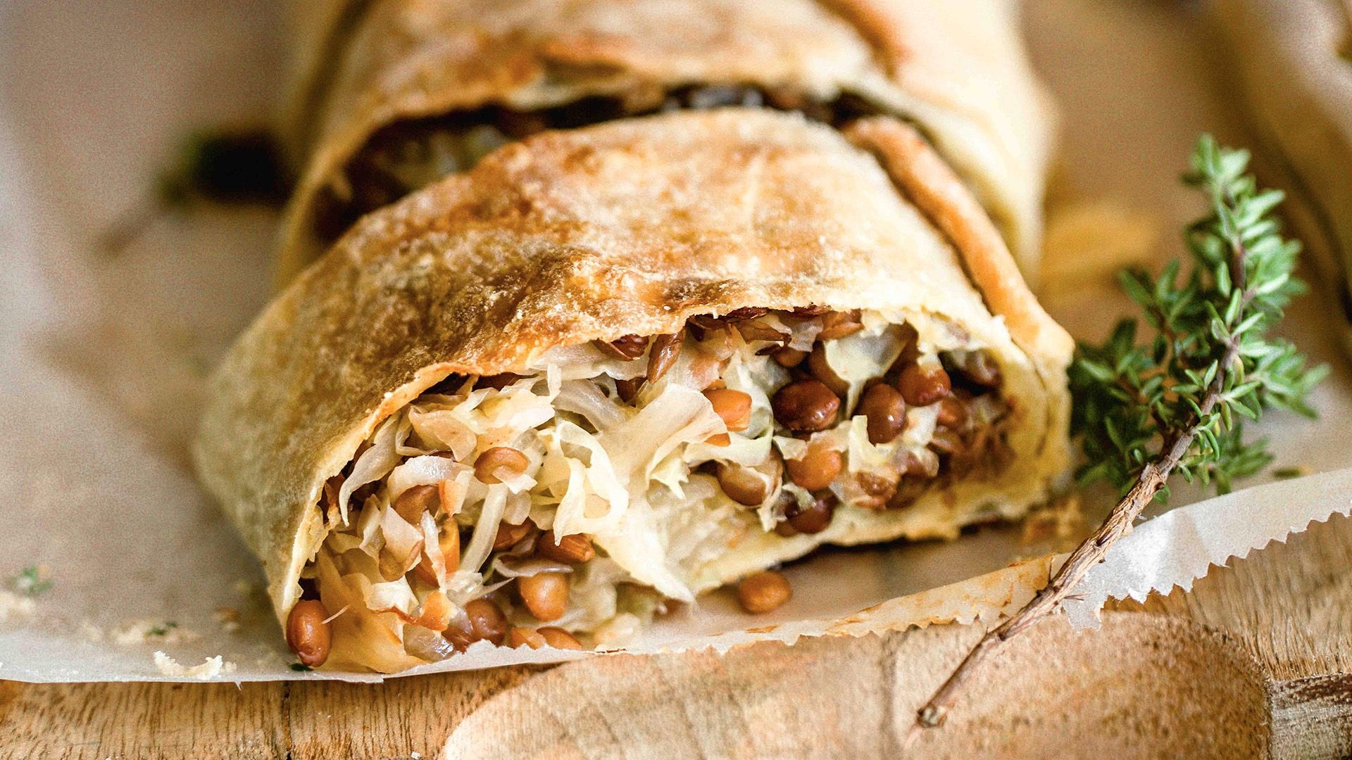 Strudel Food, Krautstrudel, Linsen, Vegetarisch, Mein Heimvorteil, 1920x1080 Full HD Desktop