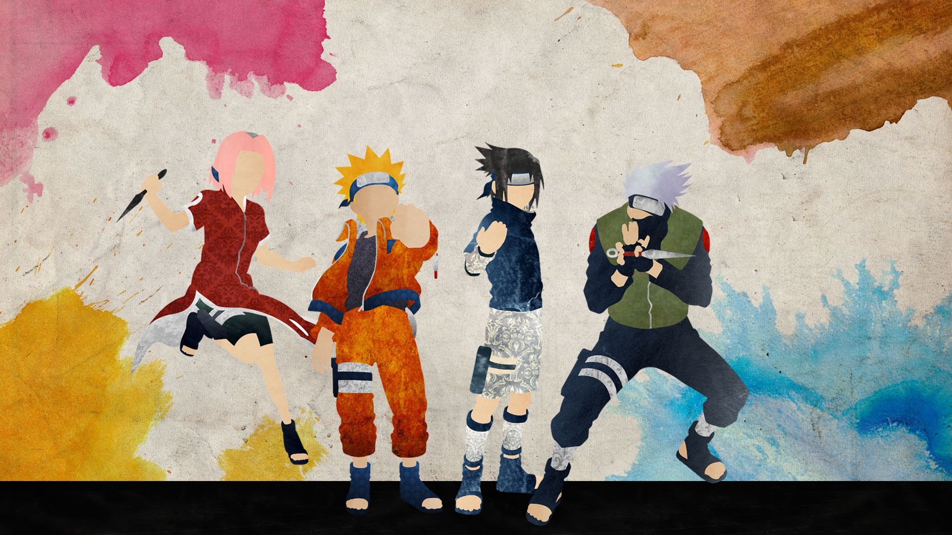Naruto Uzumaki, Sasuke Uchiha, Kakashi Hatake, Sakura Haruno, Team 7, Full HD Desktop wallpaper