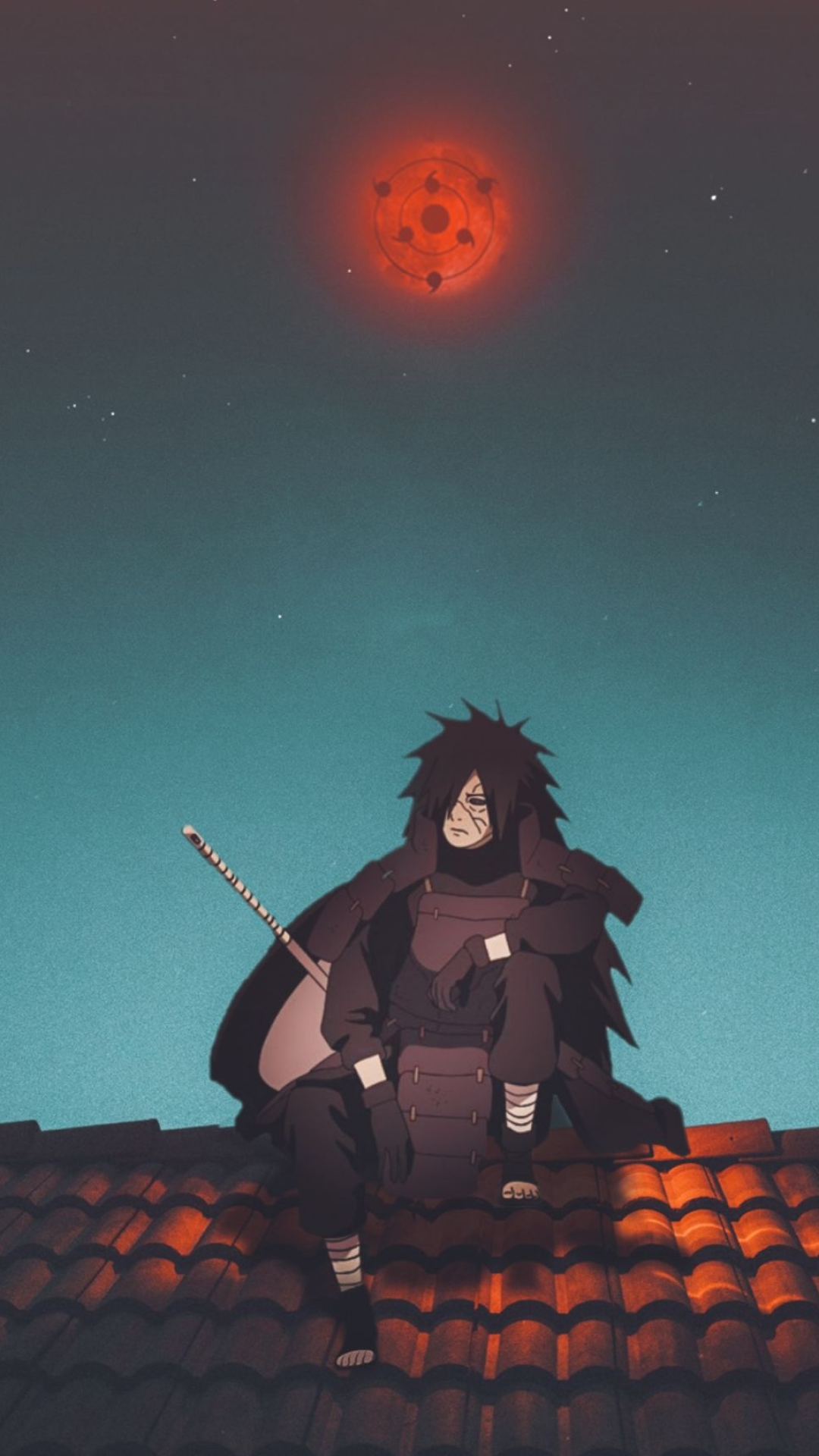 Madara Uchiha, Infinite Tsukuyomi moon, Gunbai fan, Full HD Phone wallpaper