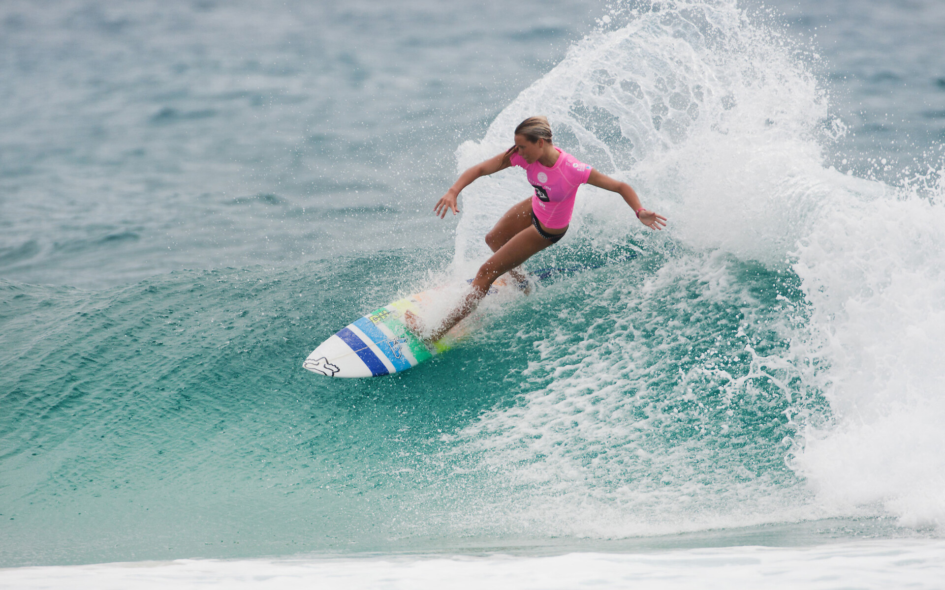 Girl Surfing, Pink T-Shirt, Widescreen Desktop, High Quality, 1920x1200 HD Desktop
