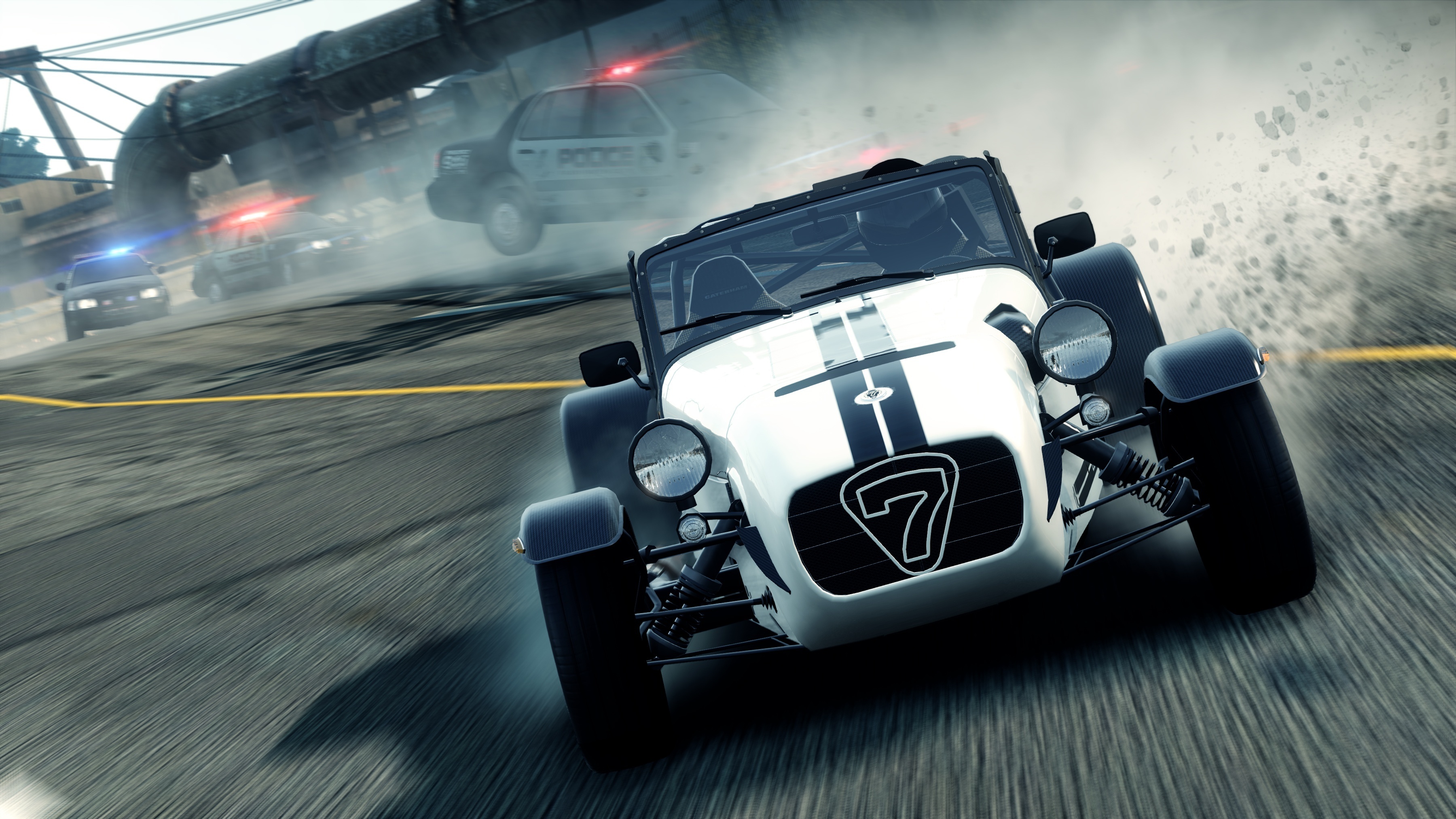 Caterham Superlight R500, Ford Crown Victoria police car, Need for Speed: Most Wanted, HD Desktop wallpaper