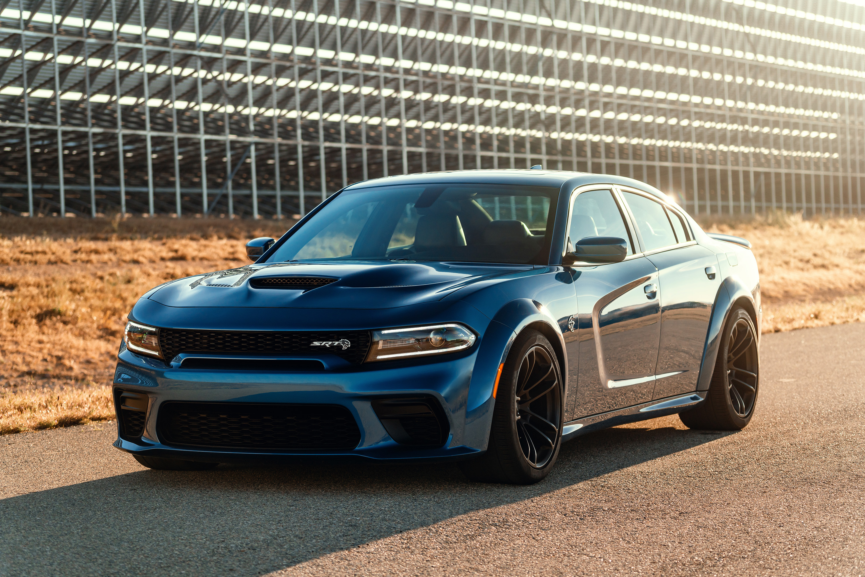 Dodge Charger SRT Hellcat Widebody, solar panel array, SRT grille emblem, HD Desktop wallpaper