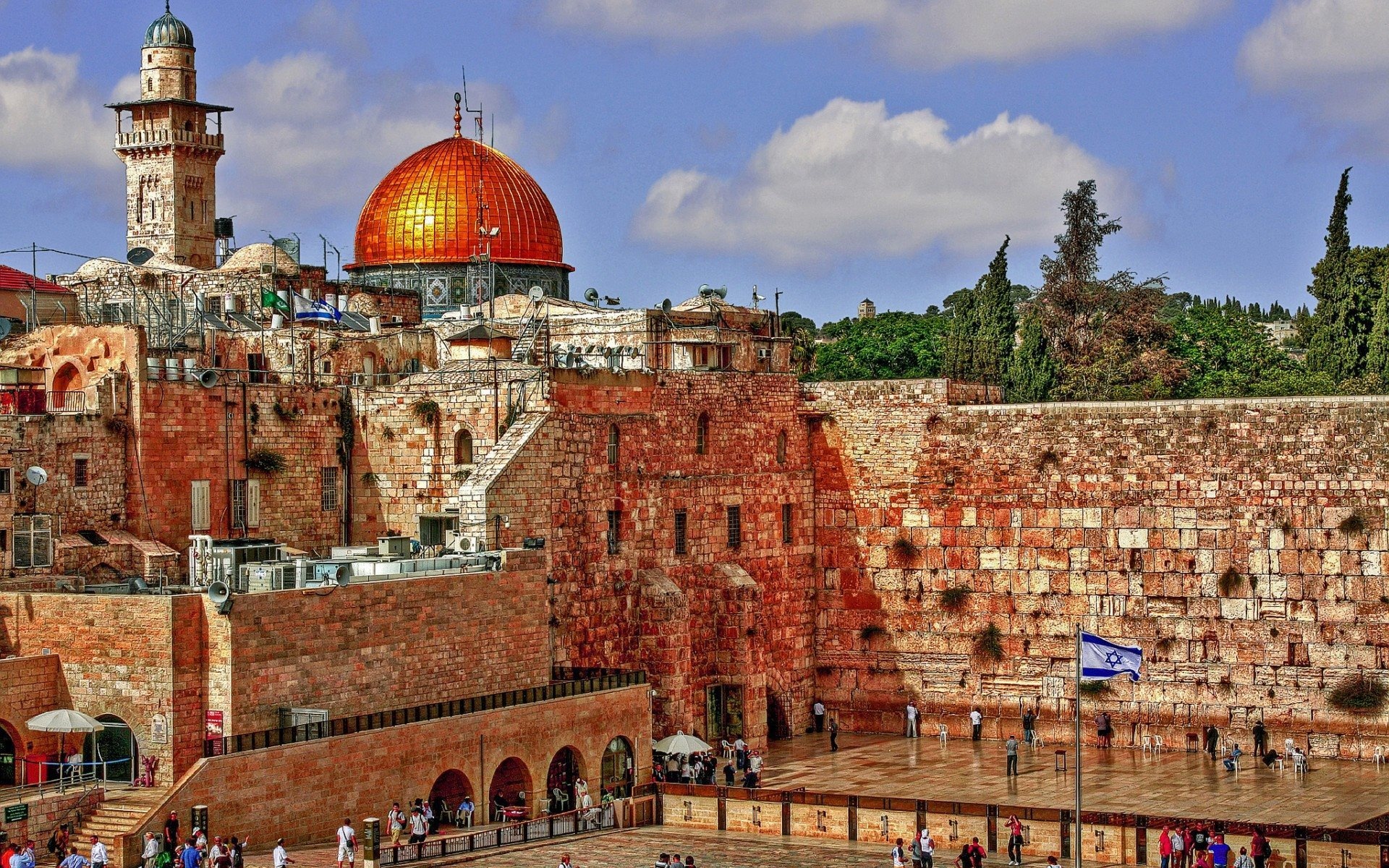 Jerusalem, Travels, Israel, Flag of Israel, 1920x1200 HD Desktop