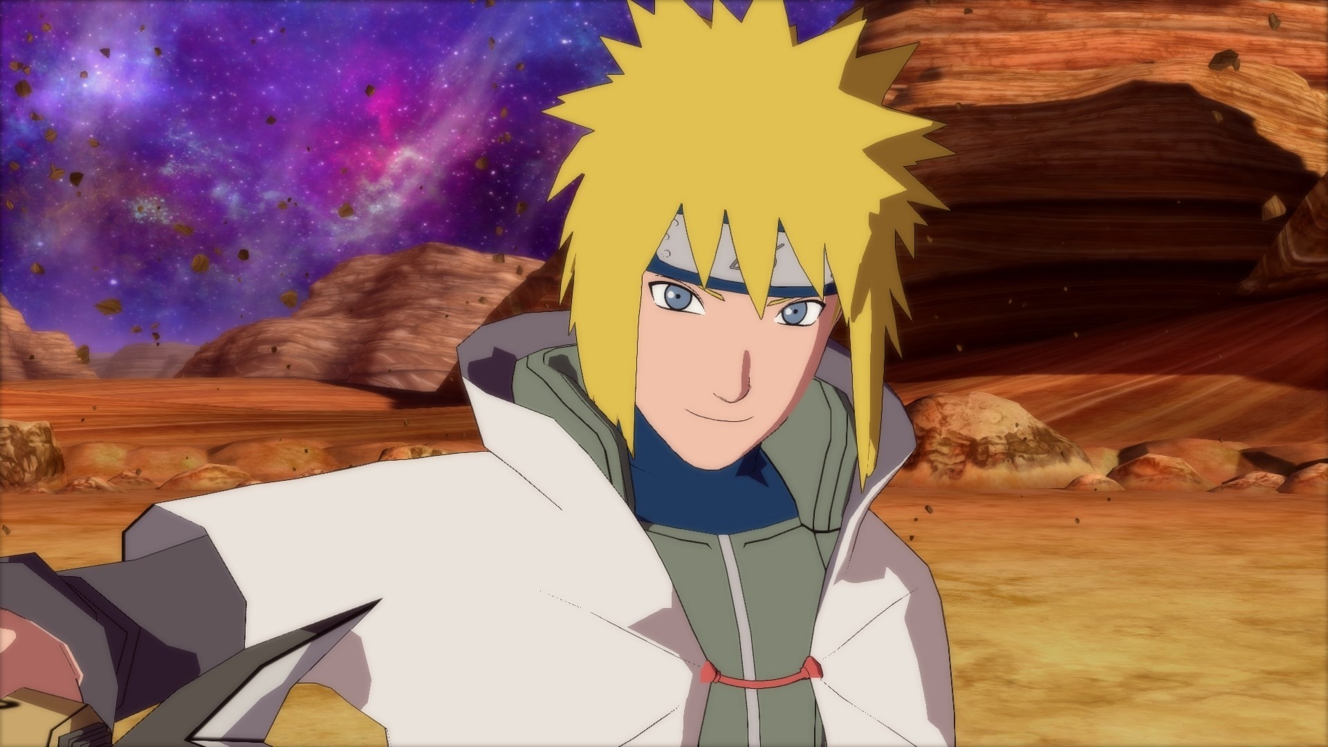 Minato Namikaze, Hokage haori cloak, Cosmic desert battle arena, Full HD Desktop wallpaper