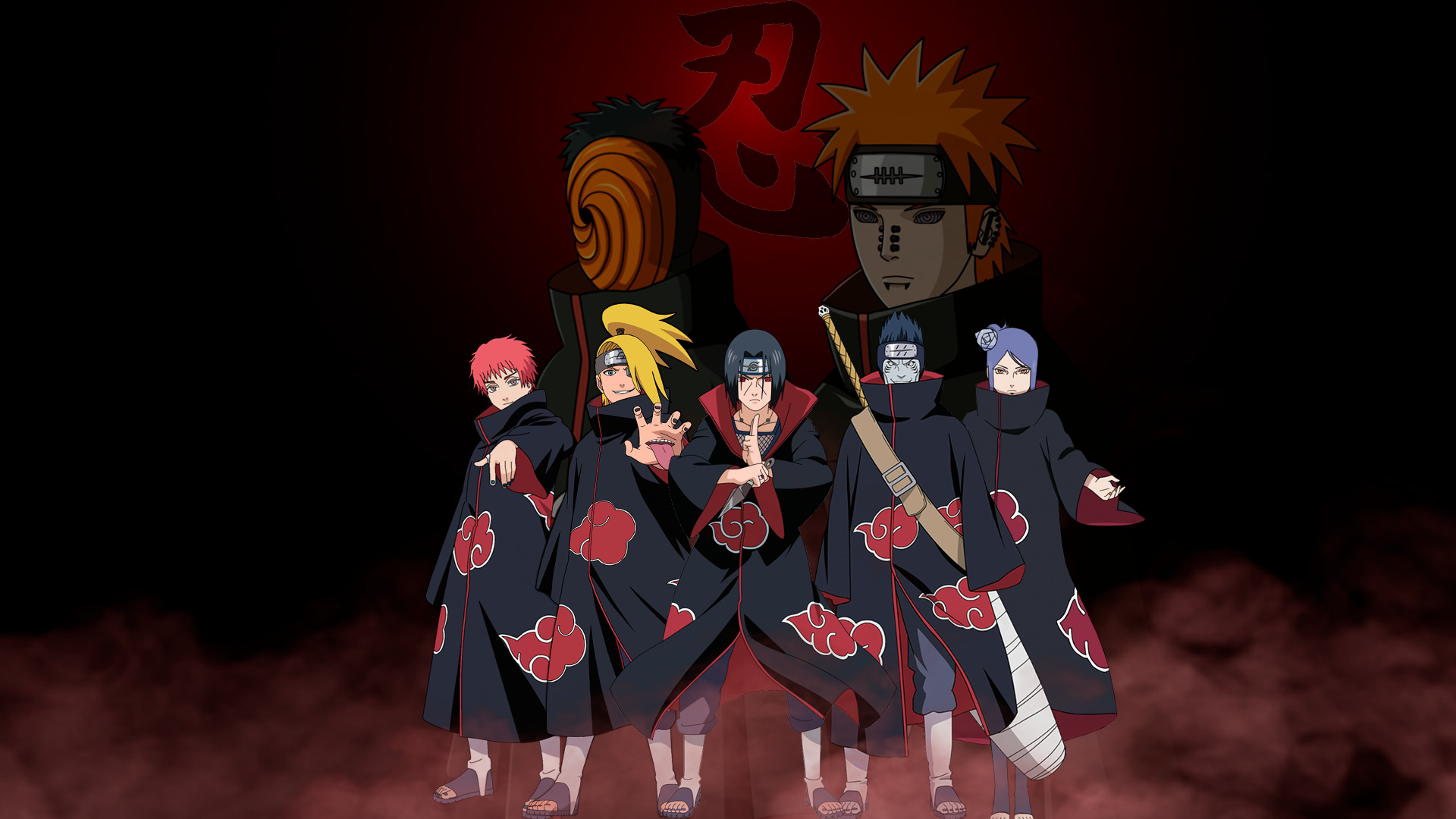 Itachi Uchiha, Pain, Tobi, Kisame Hoshigaki, Deidara, Full HD Desktop wallpaper