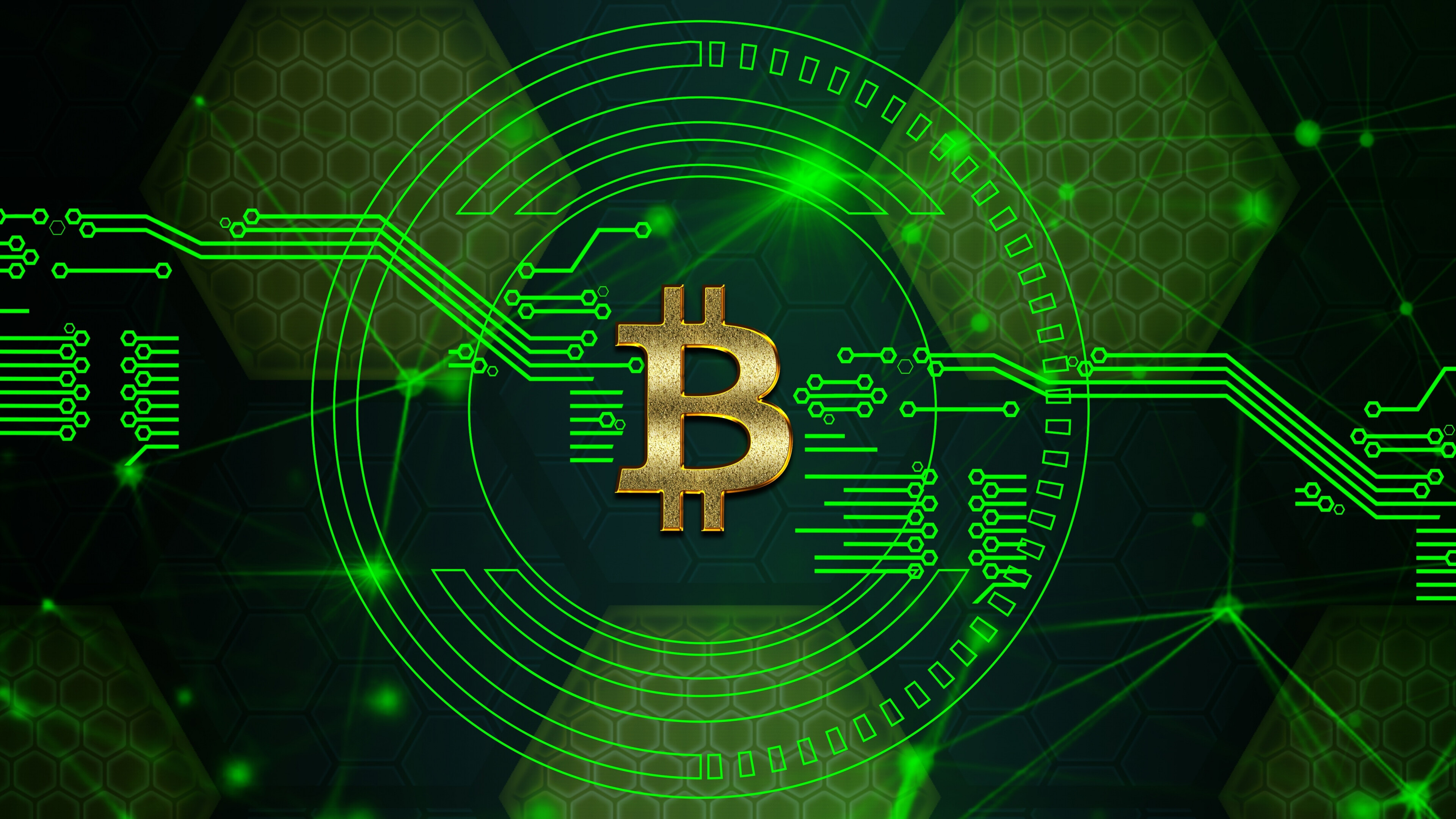 Bitcoin digital circuit, Crypto art, Digital currency wallpaper, Future of money, 3840x2160 4K Desktop