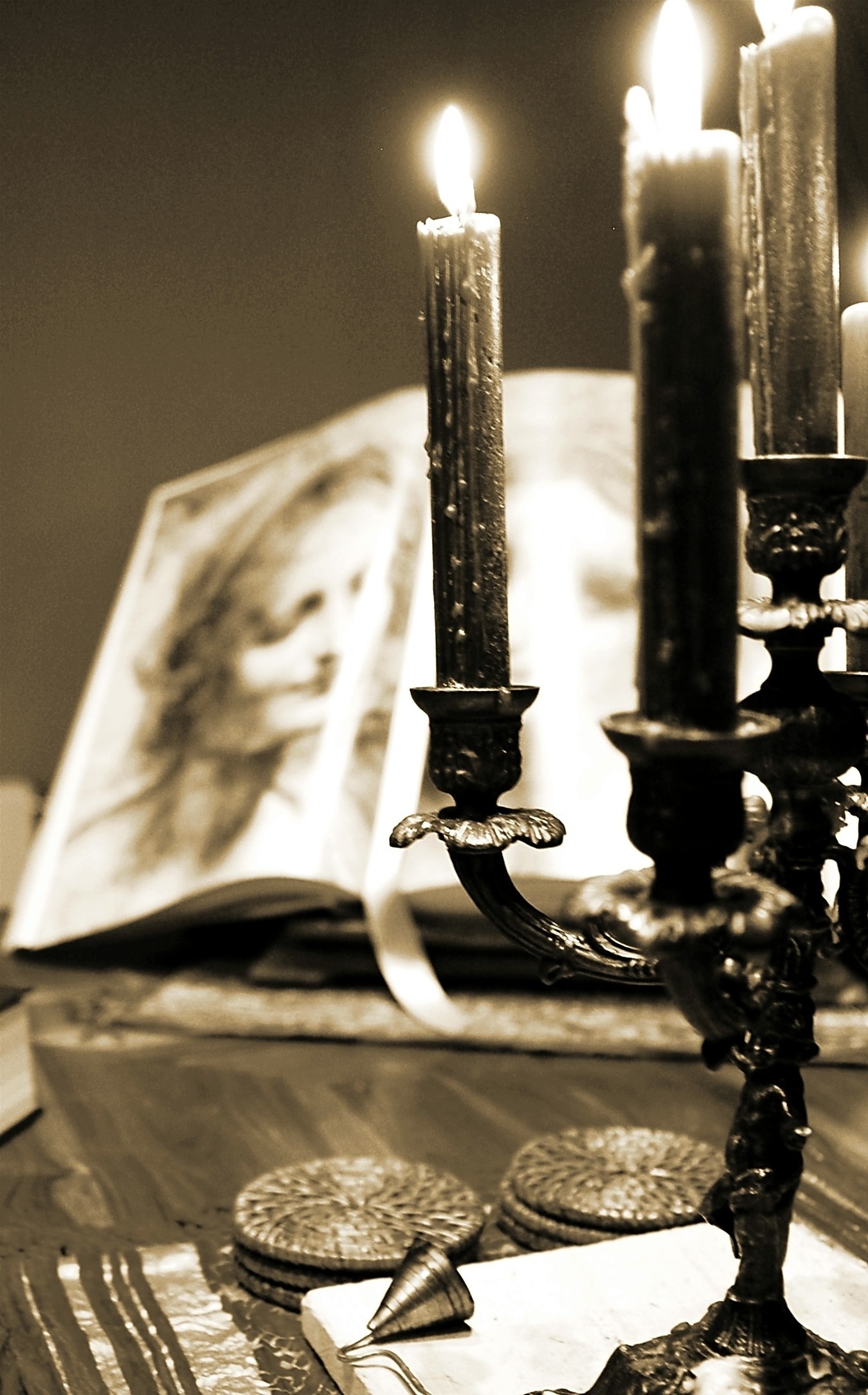 Black candelabra image, Elegant decor, Classic style, Candlelight romance, 1350x2170 HD Phone