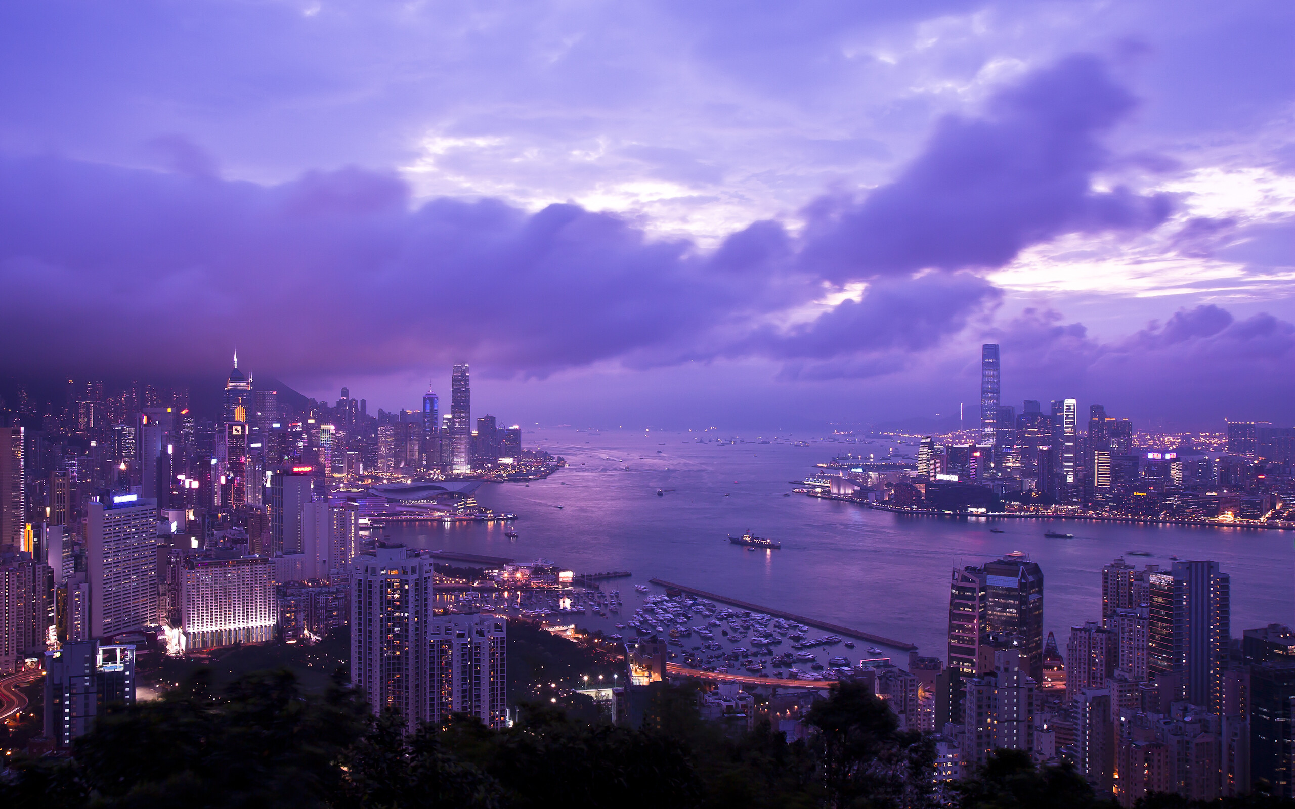 Victoria Harbour, Braemar Hill view, Hong Kong skyline, Scenic wallpaper, 2560x1600 HD Desktop