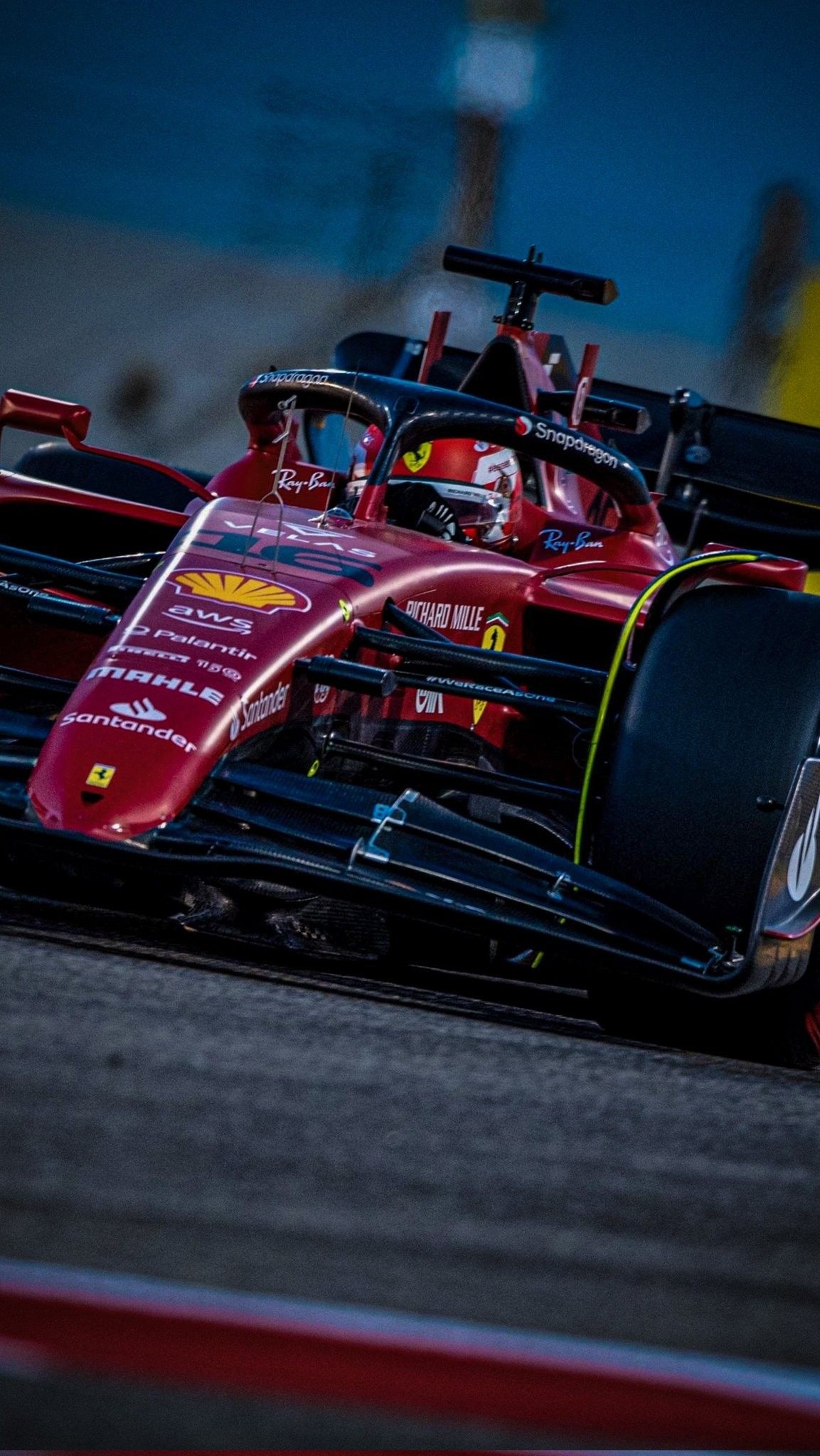 Ferrari F1-75 race car, Charles Leclerc in cockpit, Formula 1 race track, HD Phone wallpaper
