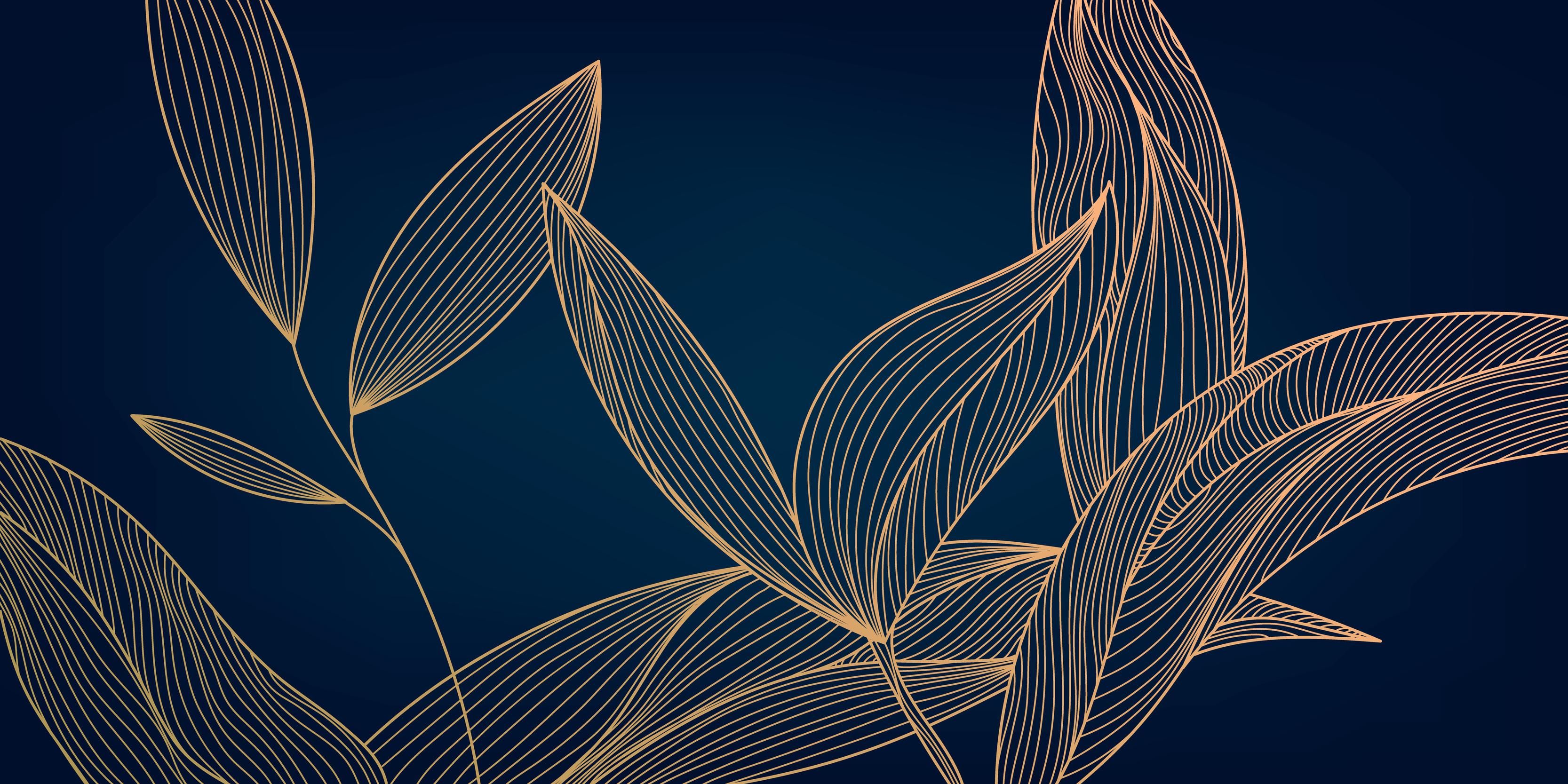 Leaves, Art Deco Wallpaper, 3340x1670 Dual Screen Desktop