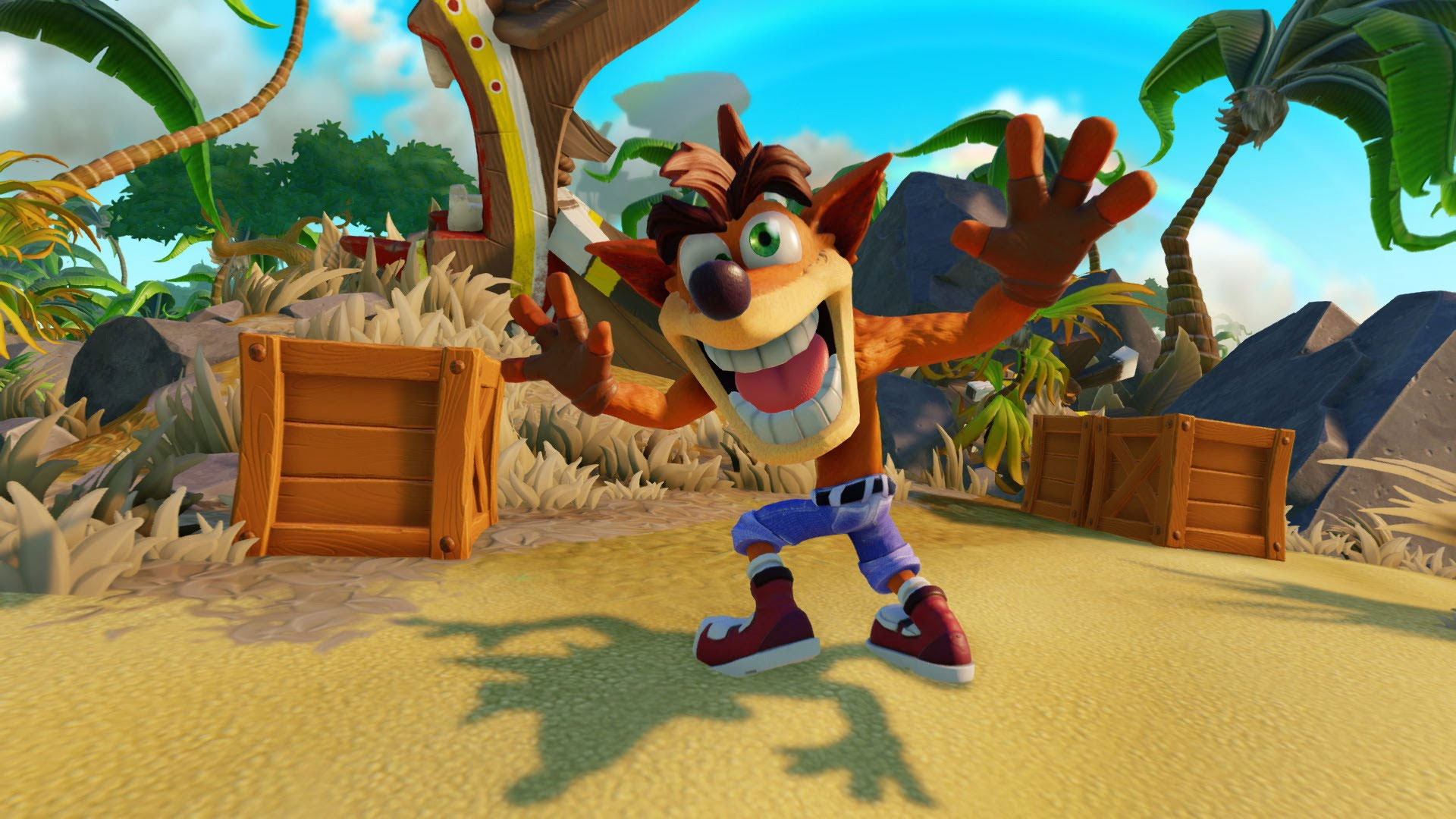 Crash Bandicoot, N. Sanity Beach, Wooden breakable crates, Full HD Desktop wallpaper