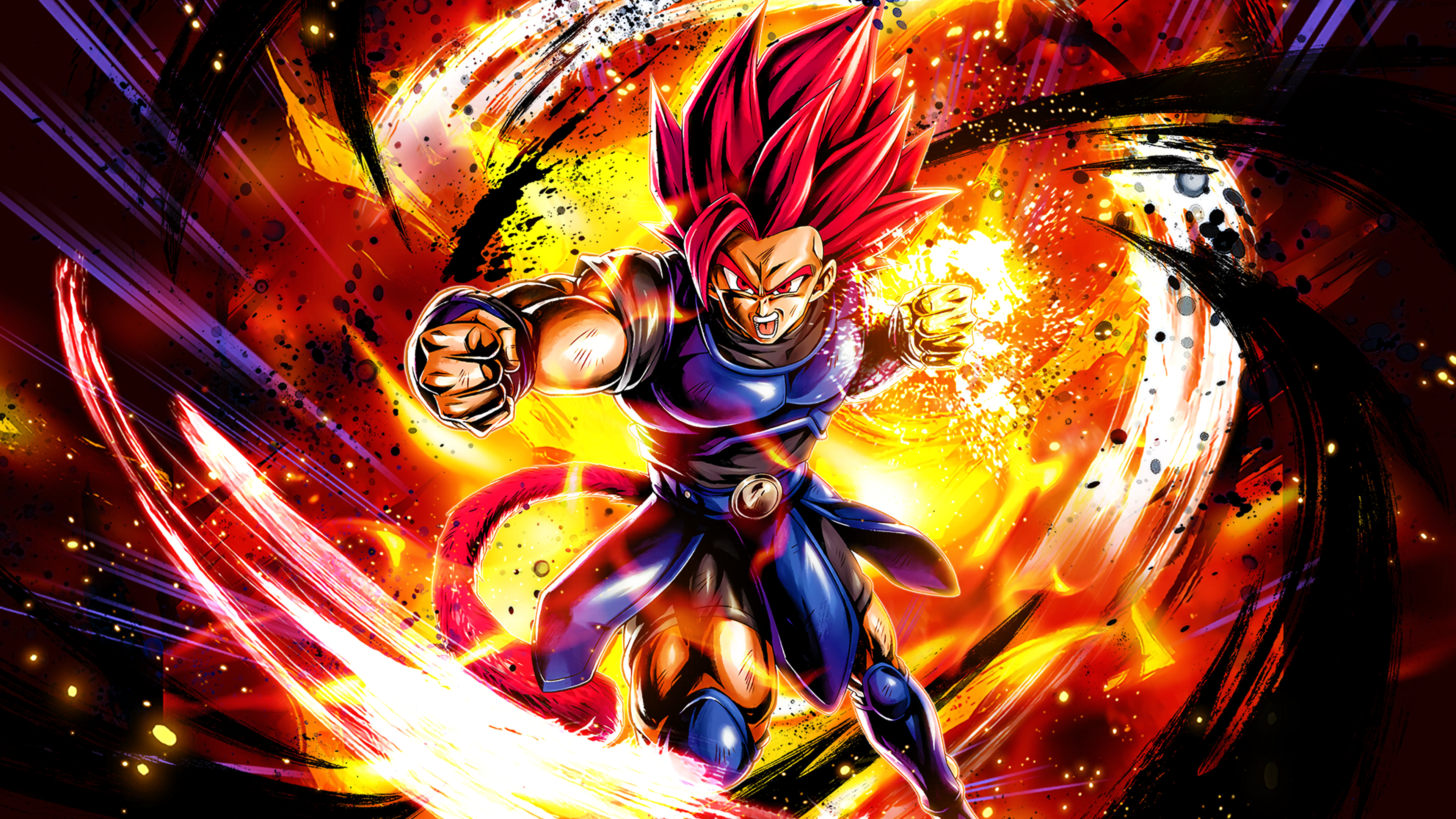 Super Saiyan God Shallot, swirling fiery ki aura, blue Saiyan battle armor, 4K Desktop wallpaper