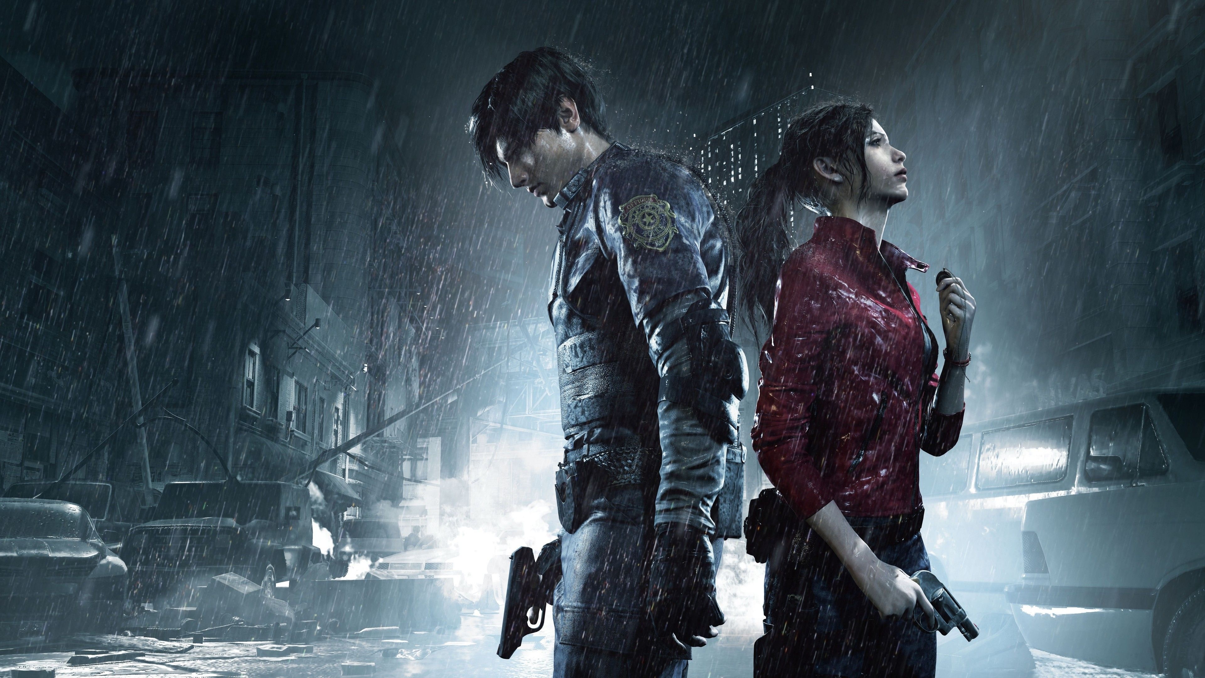Leon S. Kennedy, Claire Redfield, Raccoon City, 4K Desktop wallpaper
