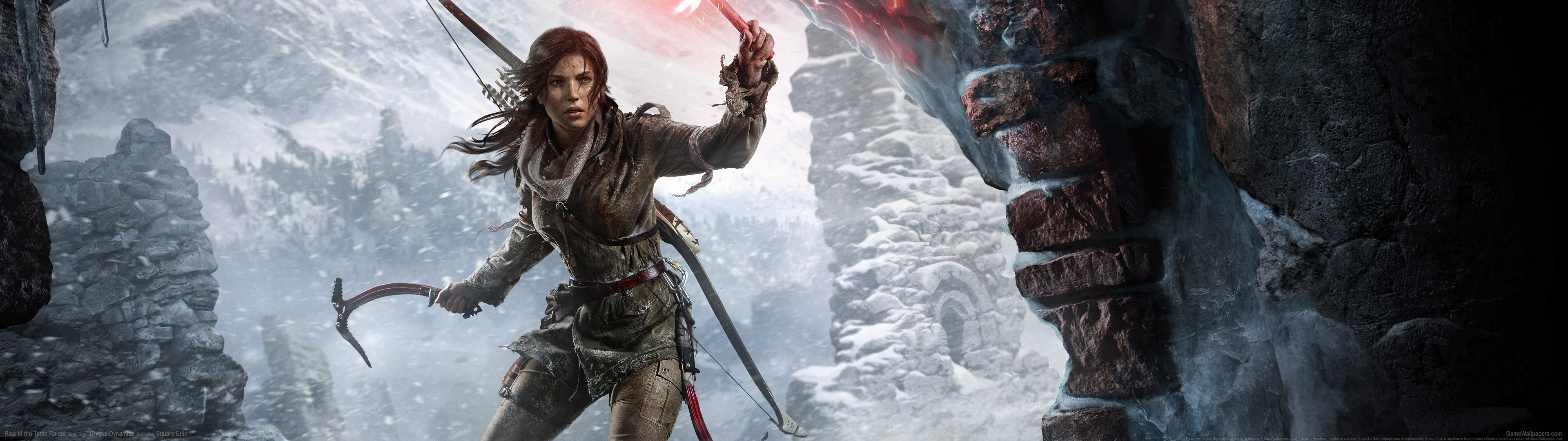 Tomb Raider dual screen wallpapers, Lara Croft, Game art, 3840x1080 Dual Screen Desktop