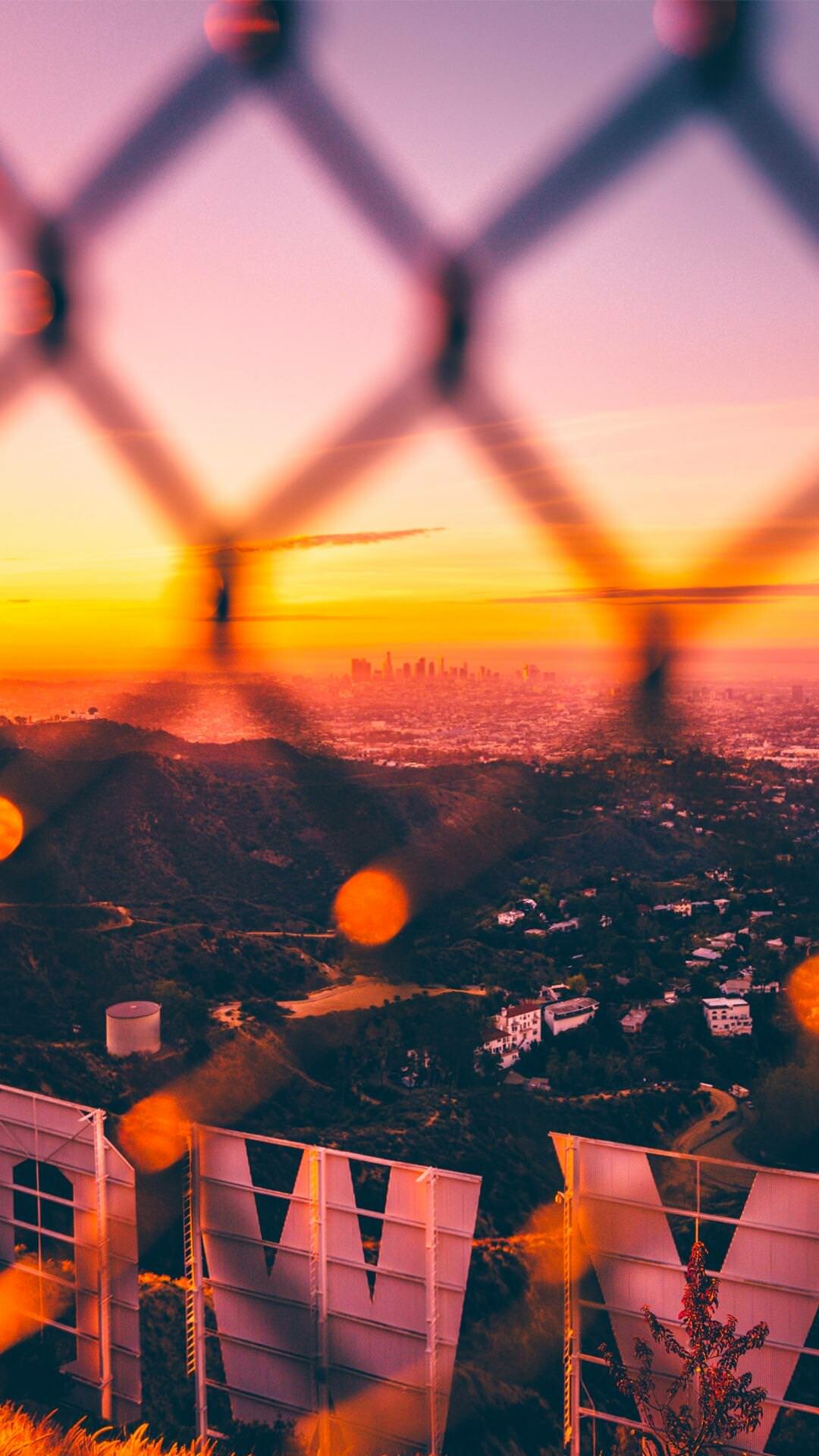 Colorful sunrise, Hollywood Sign, 1080x1920 Full HD Phone