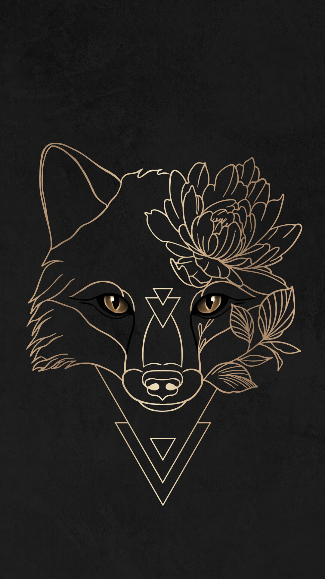 Minimal fox art, Mystical creature, Dark background, 4K, 1080x1920 Full HD Phone