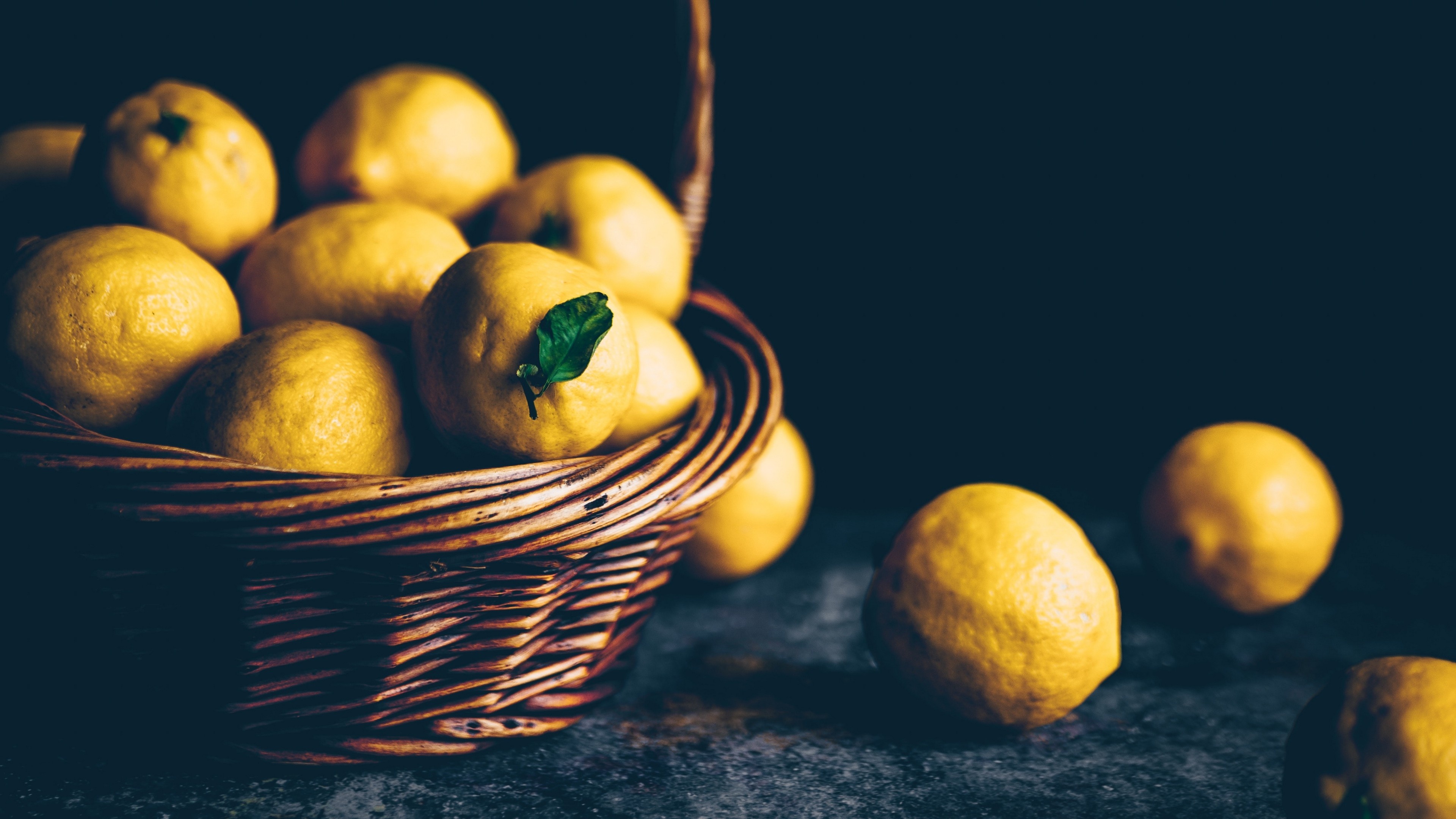 Basket, Lemons Wallpaper, 3840x2160 4K Desktop