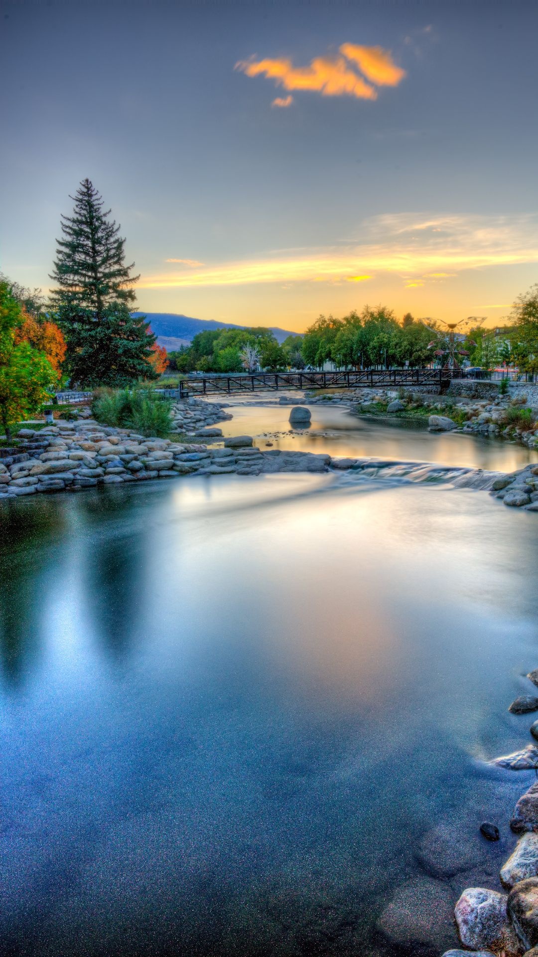 Bridge on river, Reno Nevada, wallpaper, walk, 1080x1920 Full HD Phone