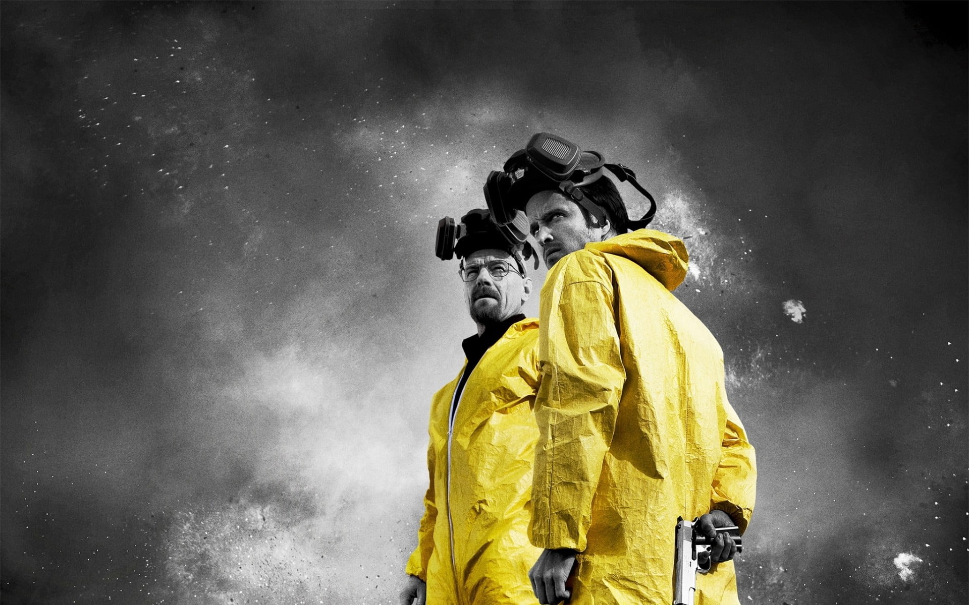 Jesse Pinkman, Walter White, yellow hazmat suits, Breaking Bad, HD Desktop wallpaper