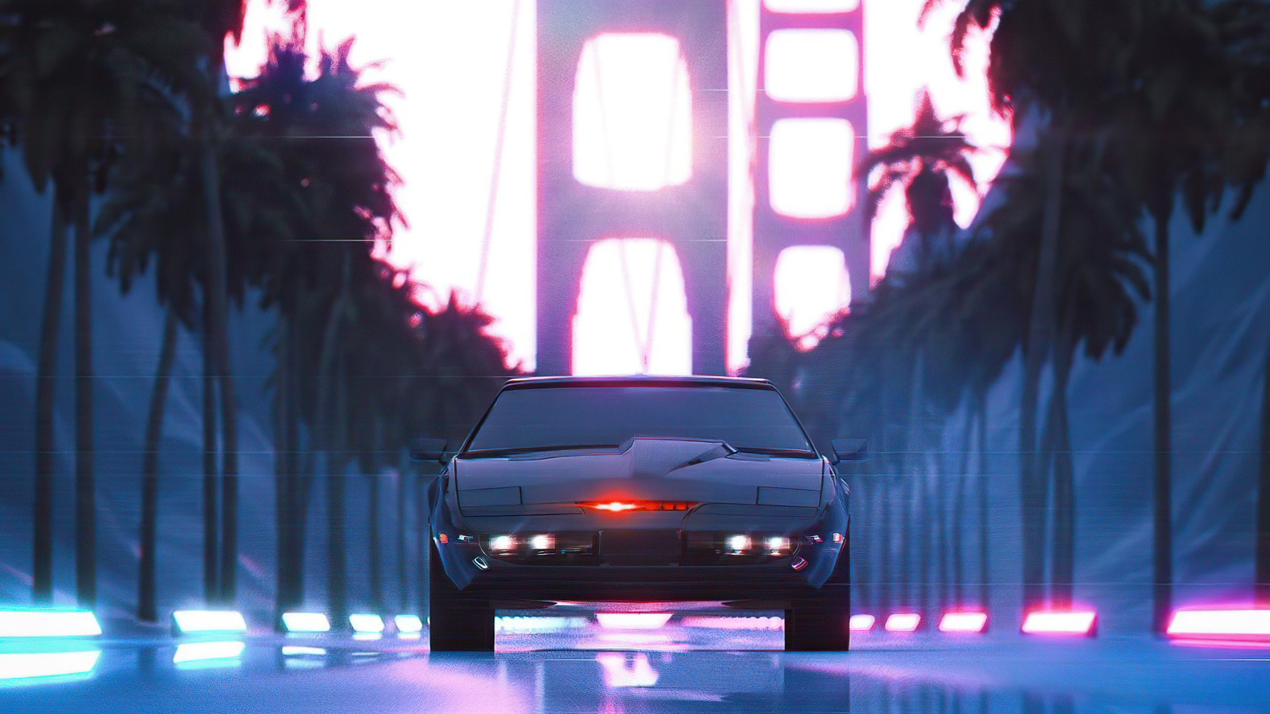 Vaporwave Knight Rider, Aesthetic 80s design, Retro 5k wallpapers, Cool vaporwave vibes, 2560x1440 HD Desktop