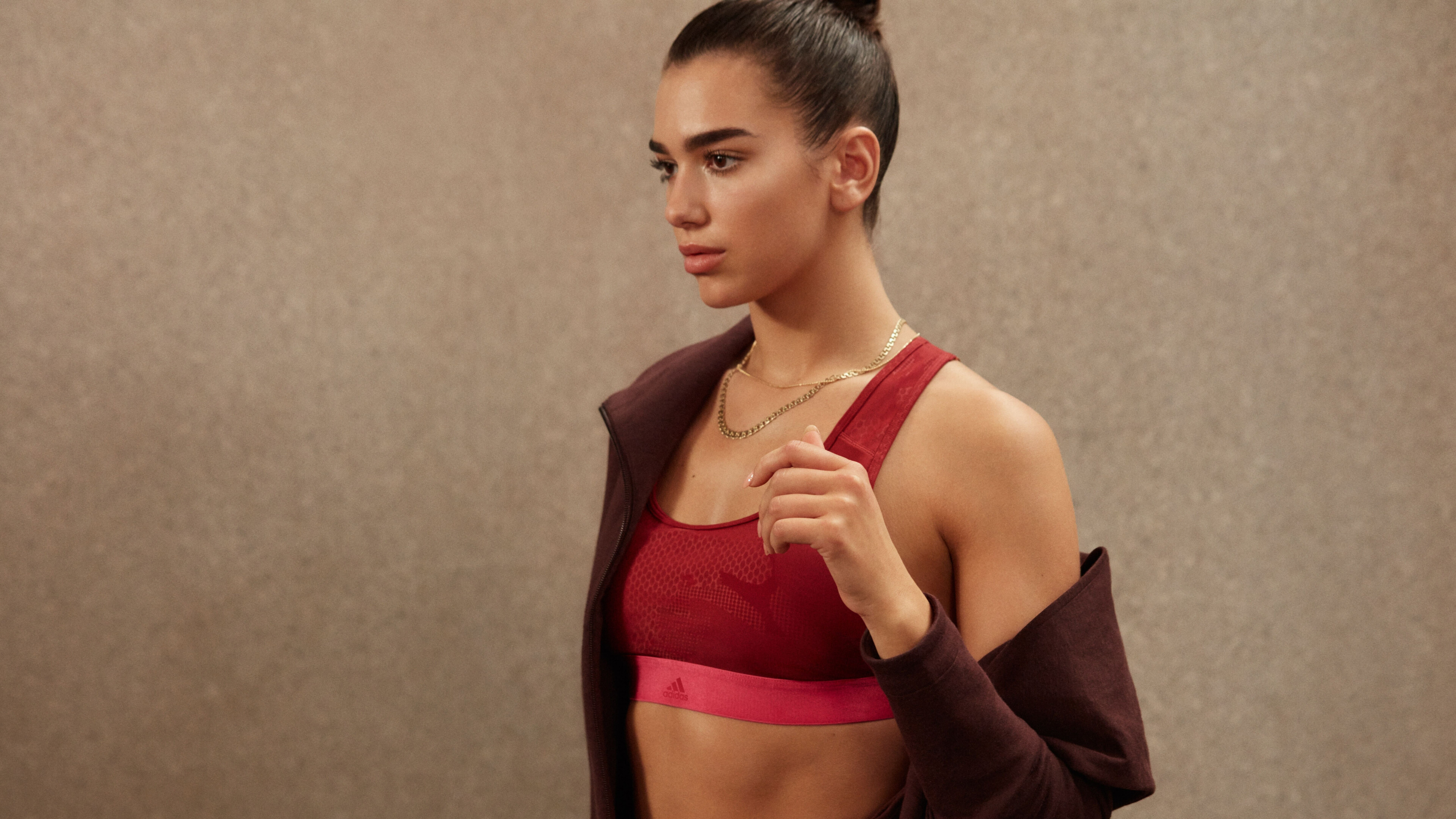 Dua Lipa, Fitness outfit, Adidas, 4k, 3840x2160 4K Desktop