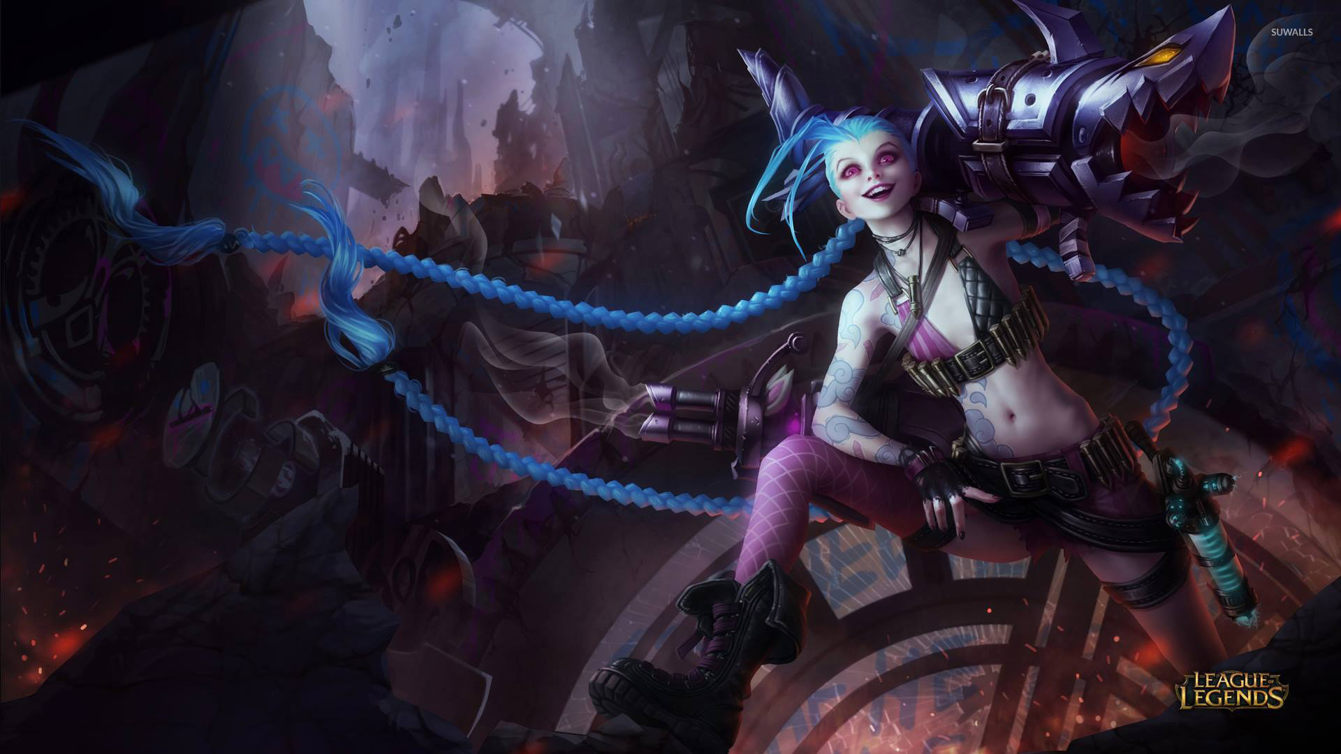 Jinx, League of Legends, Game wallpaper, Fiery redhead, 1920x1080 Full HD Desktop