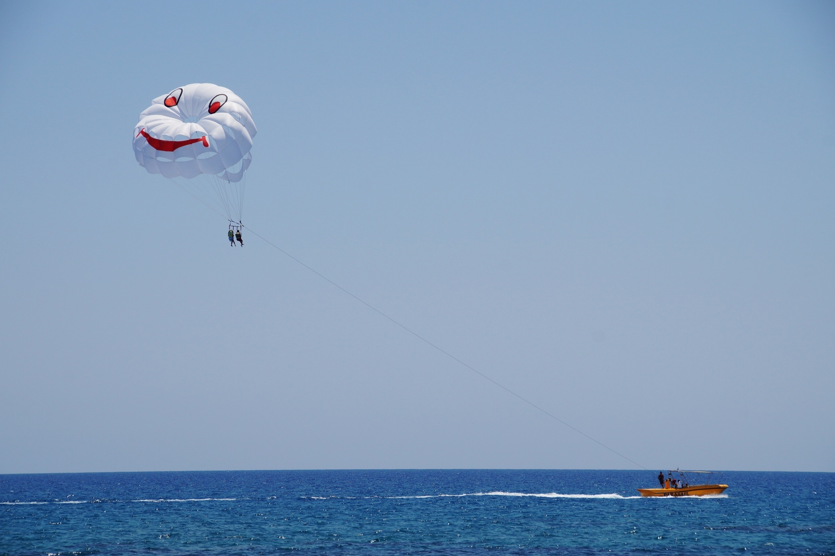 Daytime parasailing, Free stock image, Blue sky adventure, Fun in the sun, 2740x1830 HD Desktop