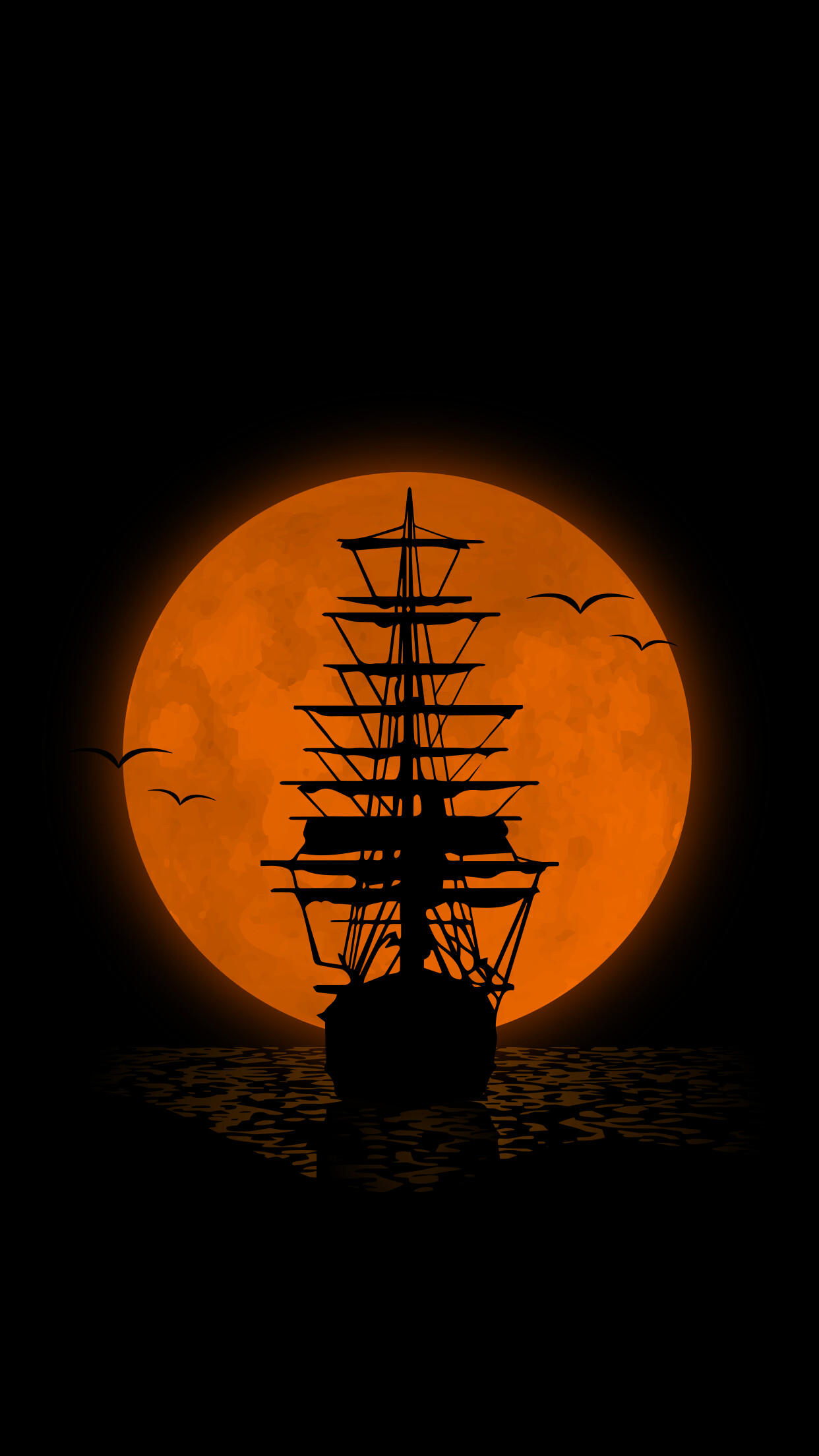 Ghost Ship, Dark ship, Enigmatic voyage, Haunting background, 1250x2210 HD Phone